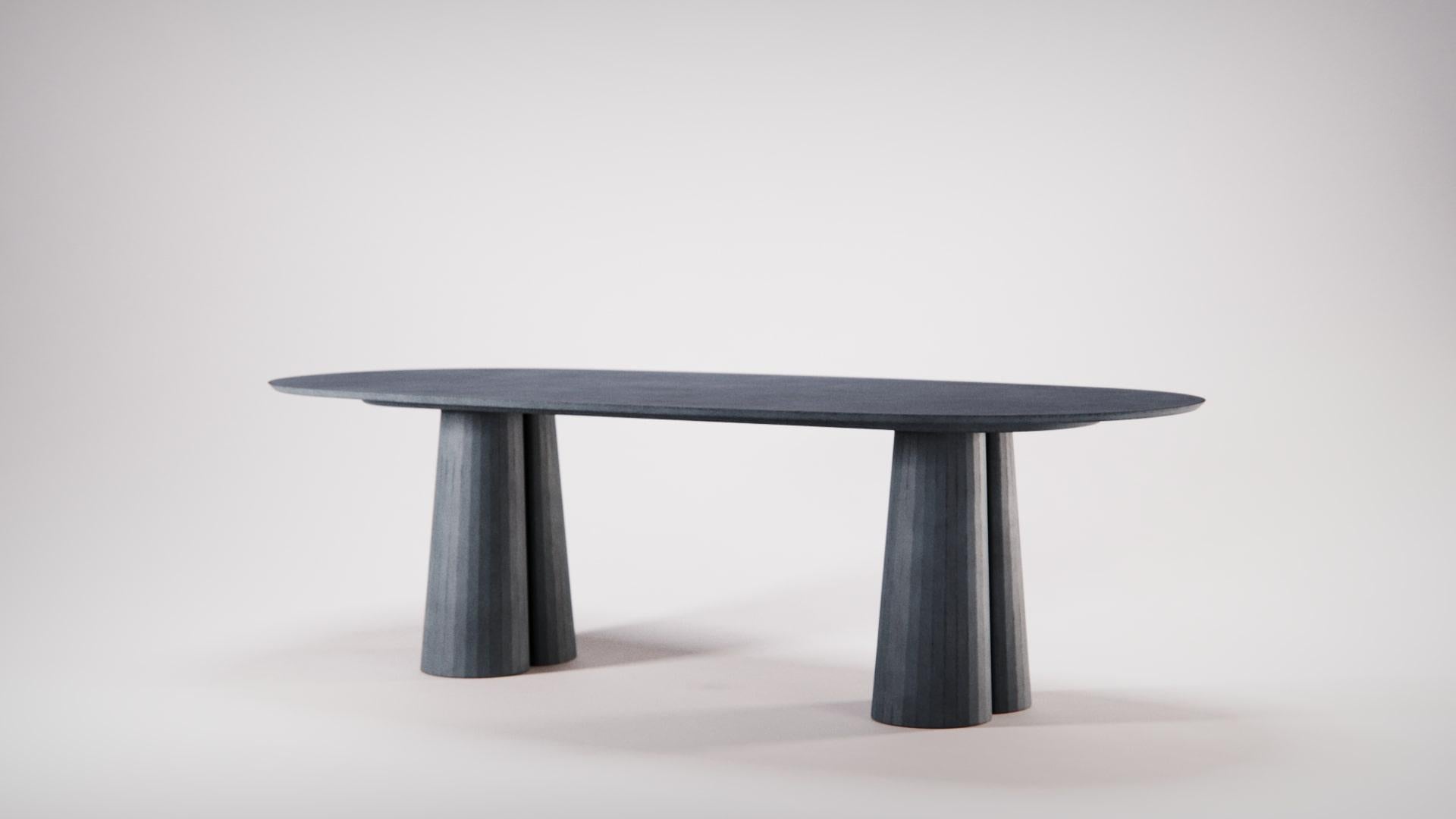 Table de forme ovale en béton du 21e siècle Couleur ciment poudré, fabriquée à la main en Italie en vente 4