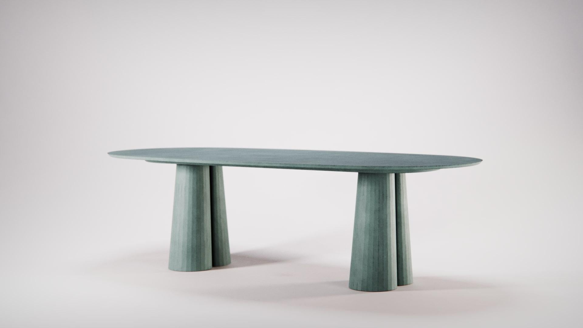 Ovaler Tisch aus Beton des 21. Jahrhunderts, Farbe Pulver, Zement, handgefertigt in Italien im Angebot 5