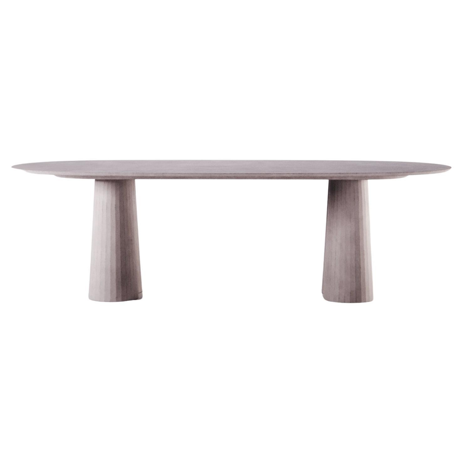 21st Century Concrete Oval Shape Table Powder Cement Color Handmade in Italy