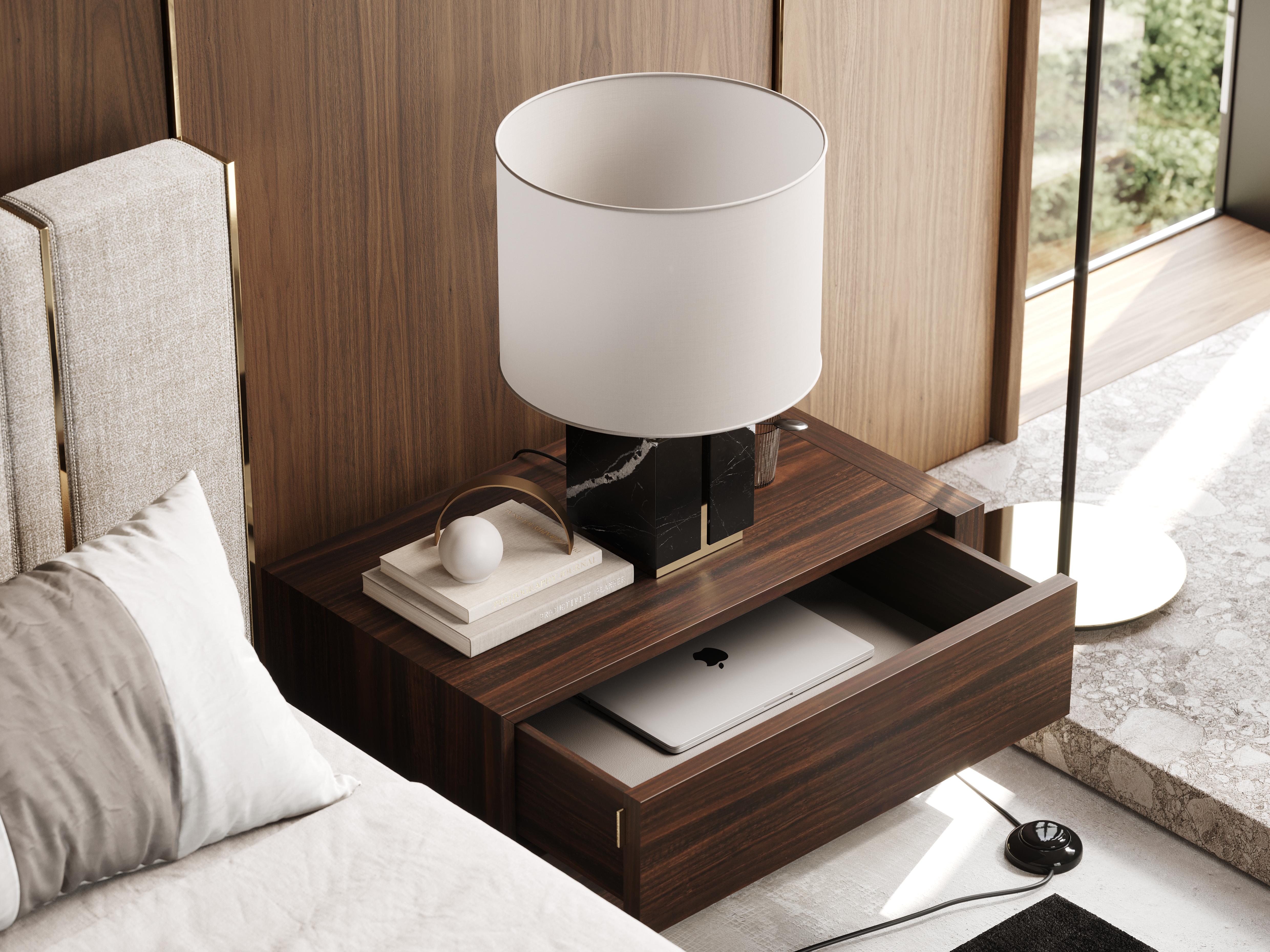 Portuguese 21st Century bedside table, fully customisable with metallic base by Laskasas For Sale