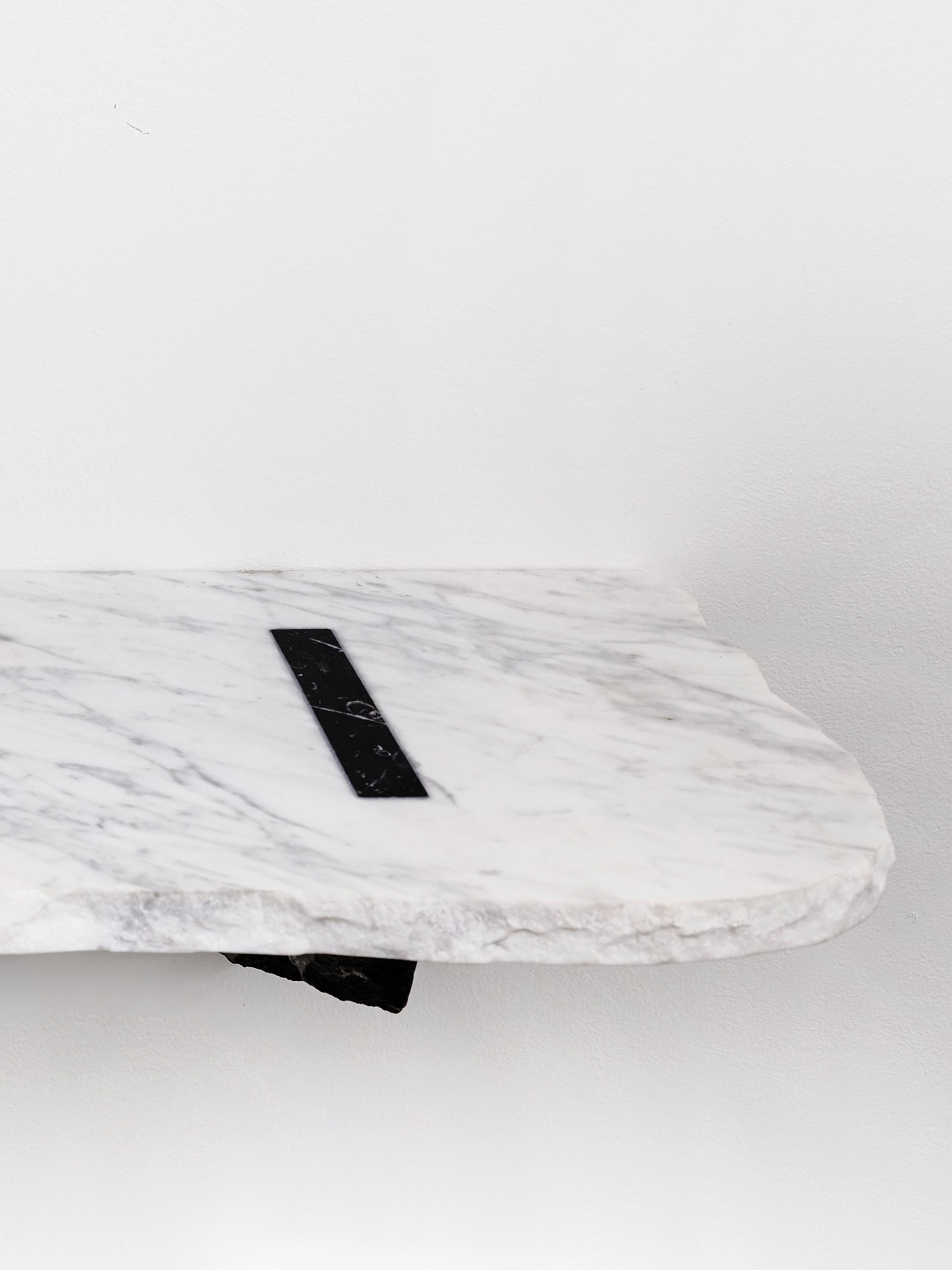Italian 21st Century Contemporary Black/White Marble Shelf Handmade Italy Ilaria Bianchi For Sale