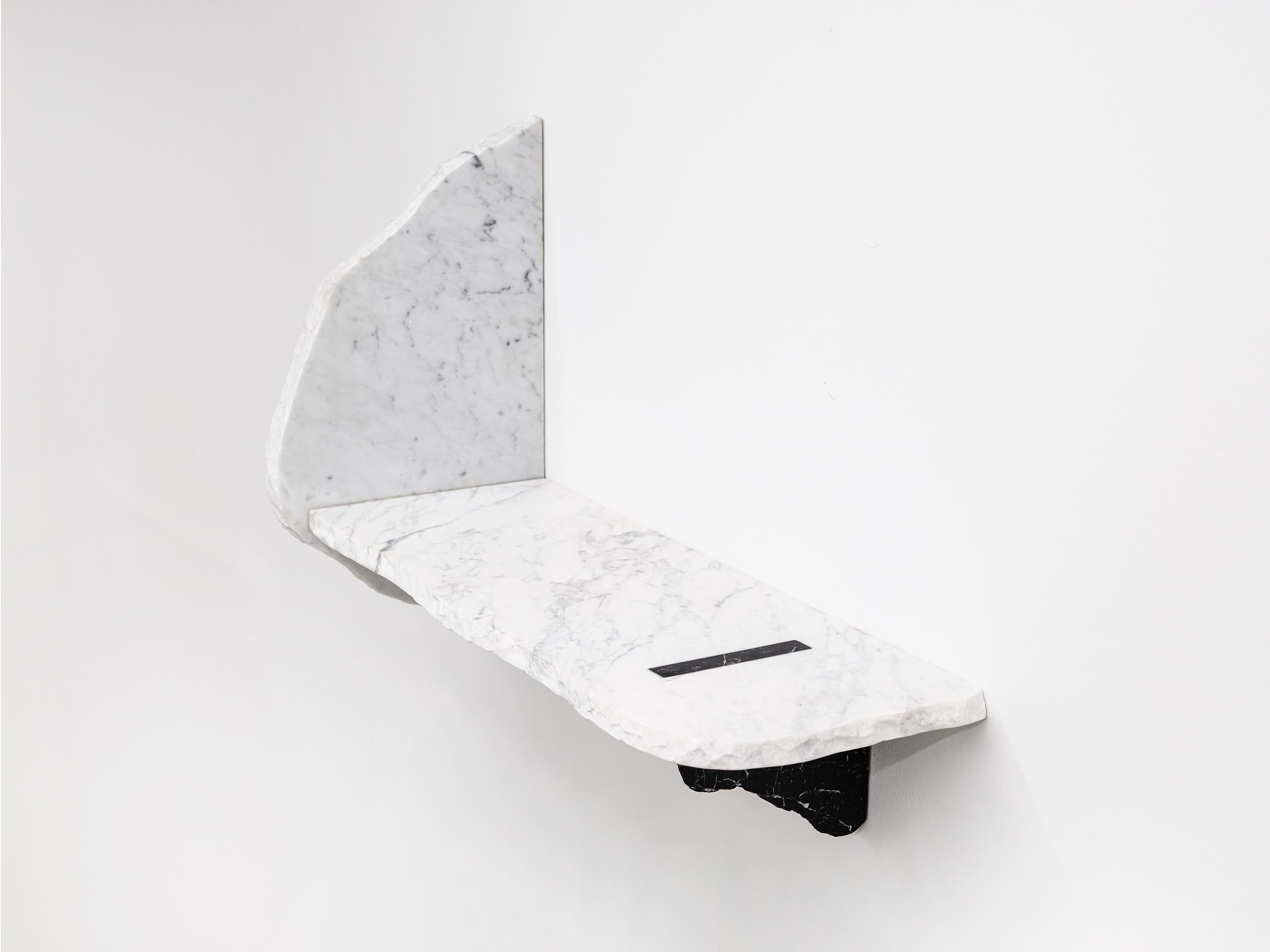 Hand-Carved 21st Century Contemporary Black/White Marble Shelf Handmade Italy Ilaria Bianchi For Sale