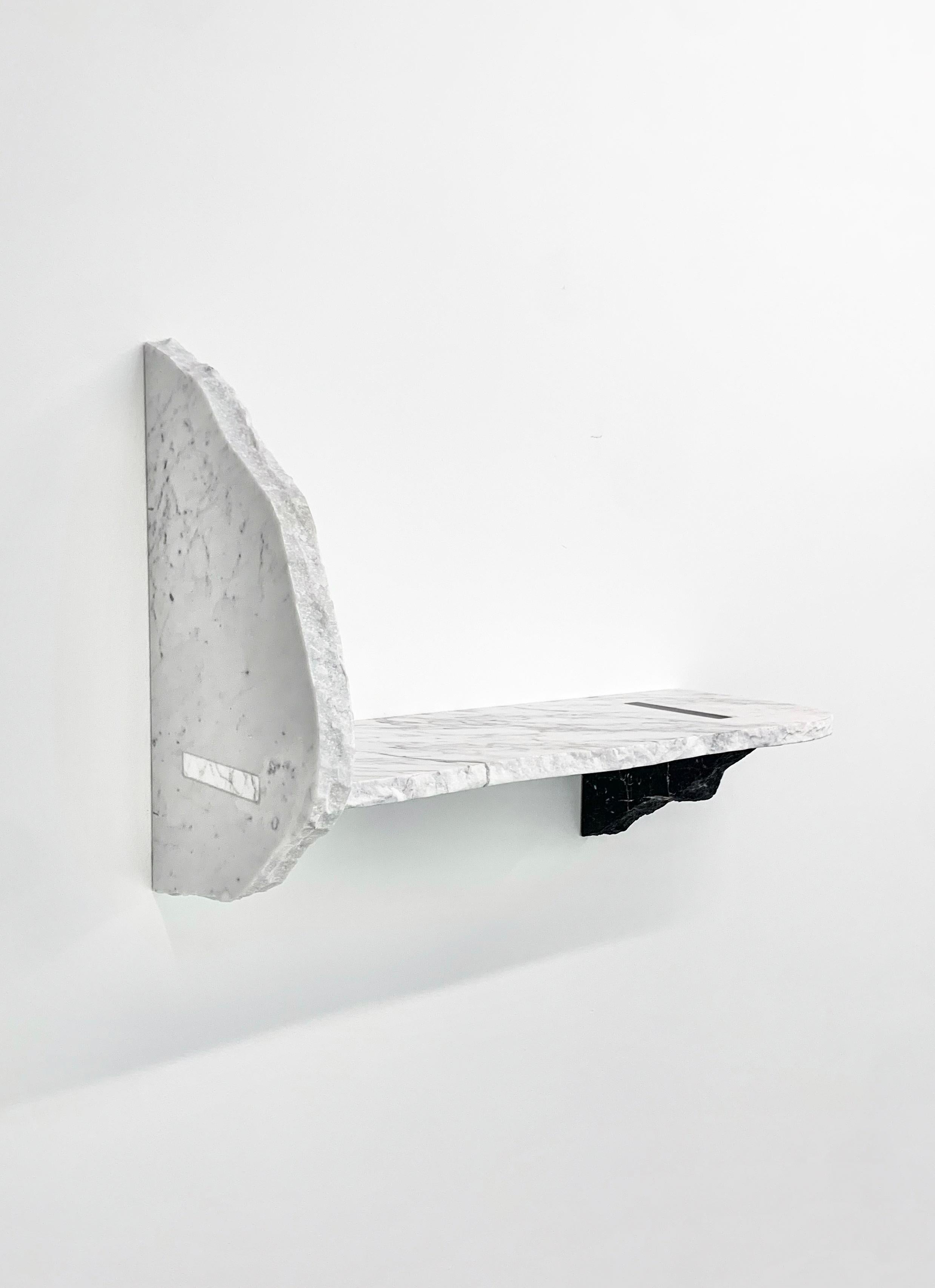 21st Century Contemporary Black/White Marble Shelf Handmade Italy Ilaria Bianchi In New Condition For Sale In Milan, IT