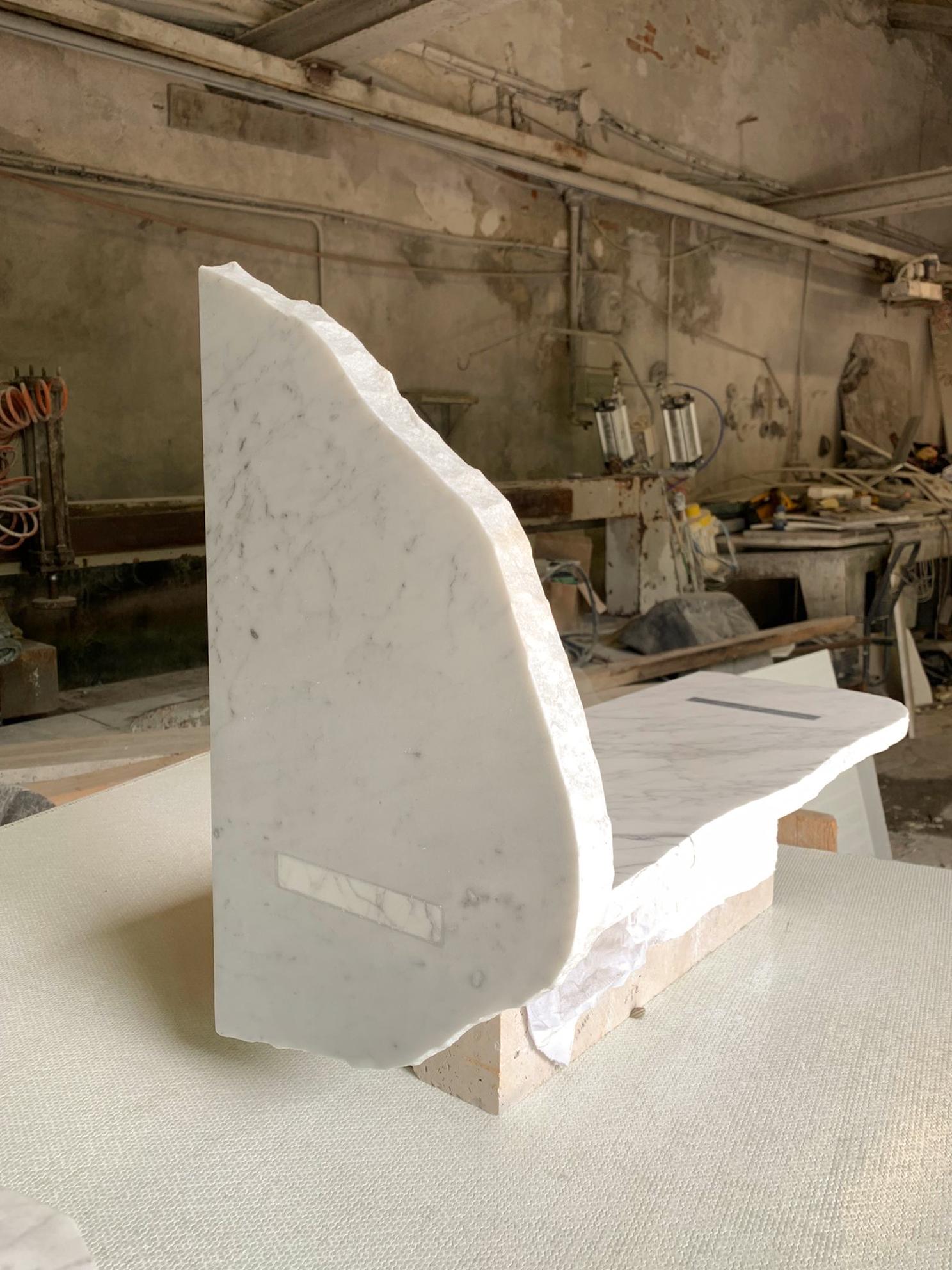 21st Century Contemporary Black/White Marble Shelf Handmade Italy Ilaria Bianchi For Sale 2
