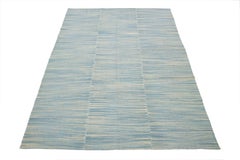 Tappeto turco a tessitura piatta Rug & Kilim contemporaneo blu/beige