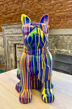 21st Century Contemporary Bulldog Sculpture, Pop Art Style - Handpainted, 2026