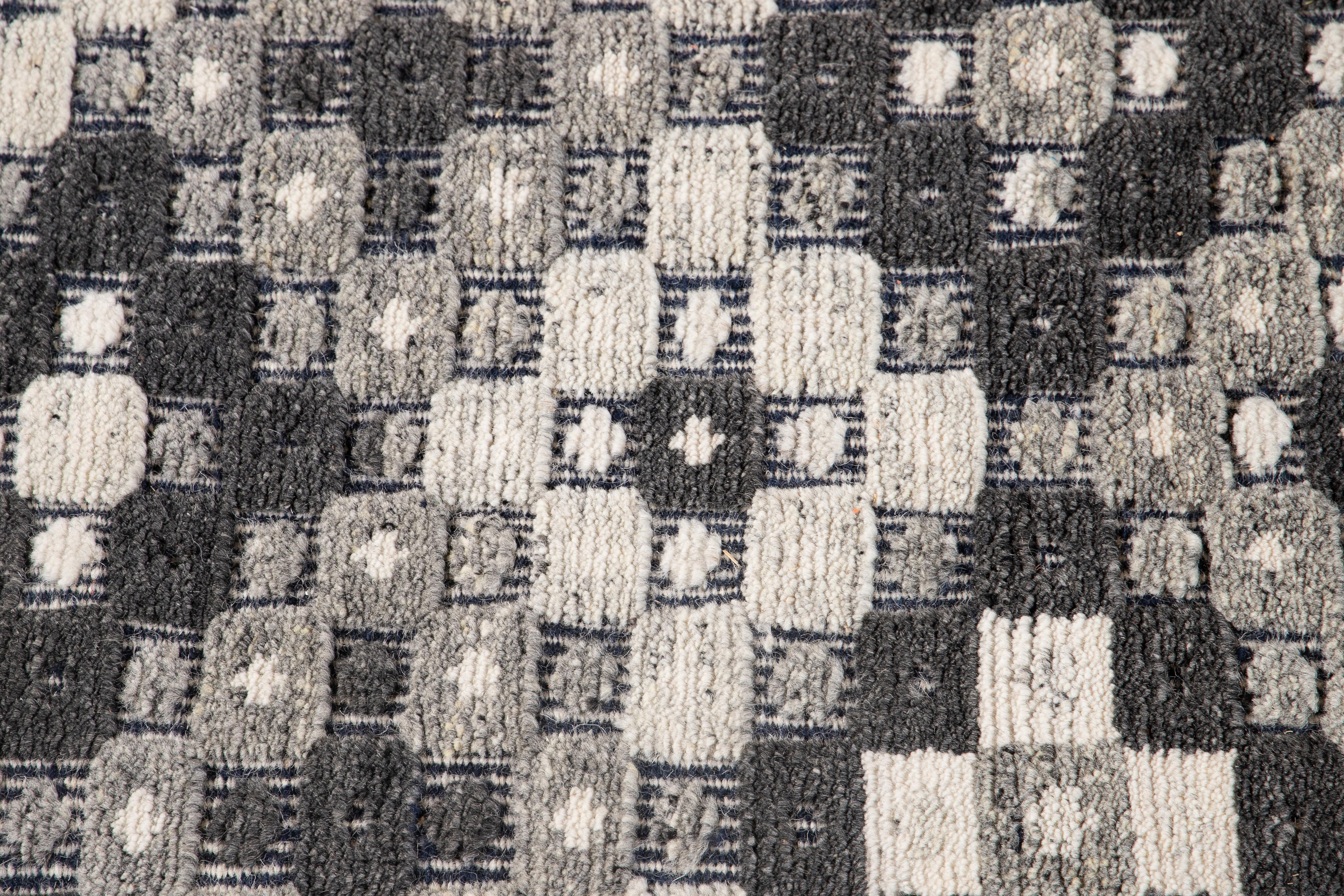 Allover Designed Soumak Wool Rug in Gray Tones In New Condition For Sale In Norwalk, CT