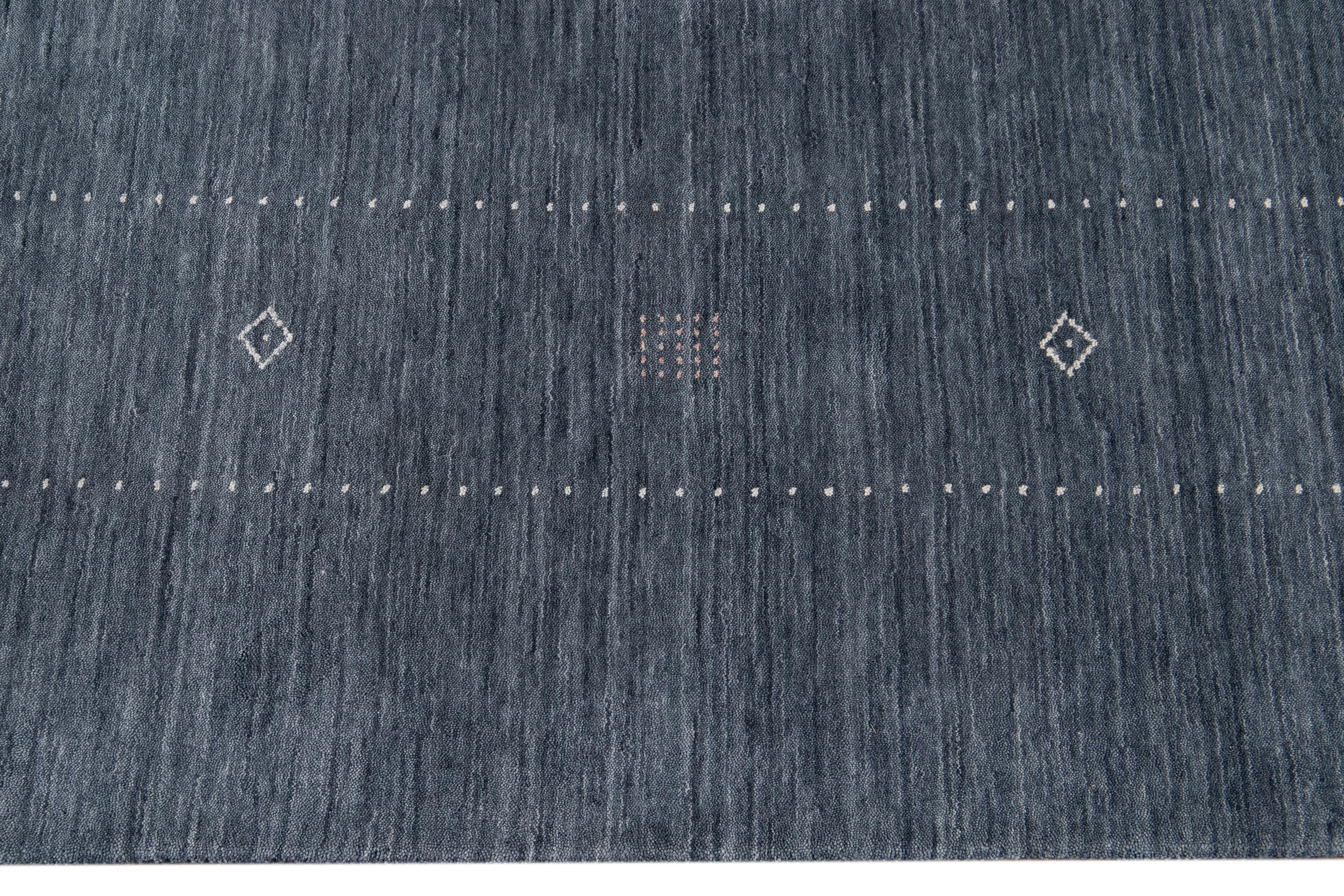 Hand-Knotted 21st Century Contemporary Gabbeh Style Rug For Sale