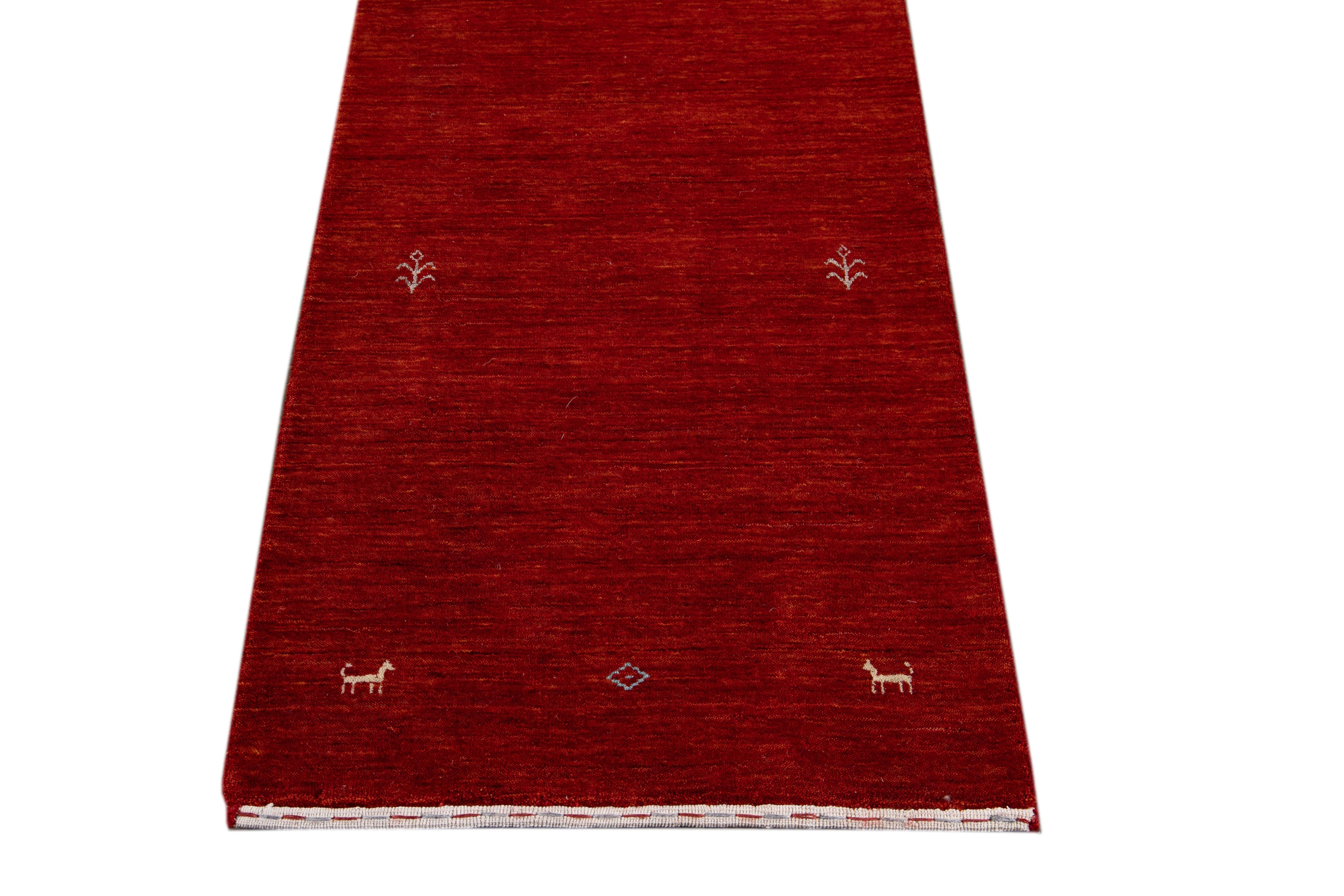 Indian 21st Century Contemporary Gabbeh Style Runner Rug For Sale