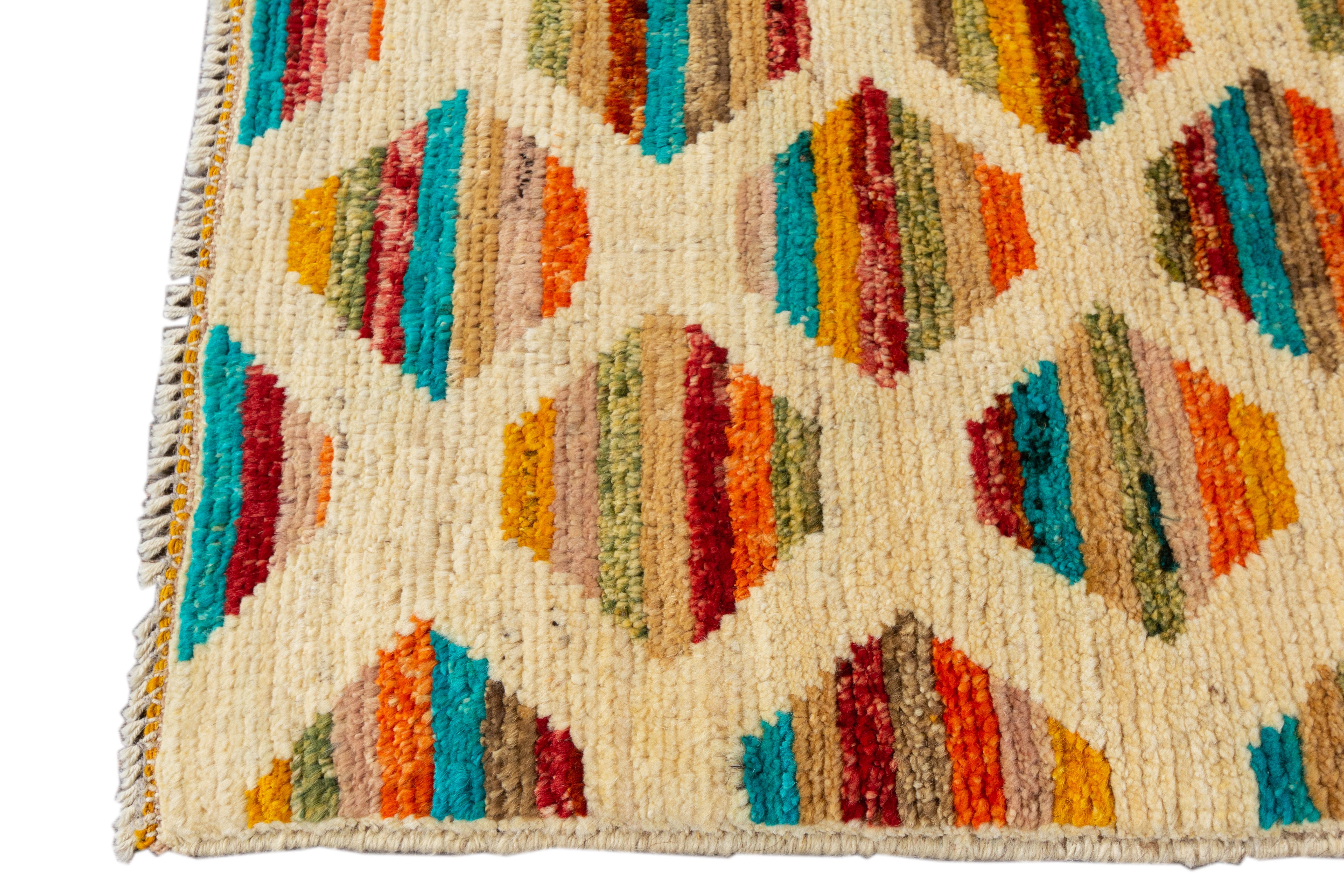 Hand-Knotted 21st Century Contemporary Gabbeh Runner Rug