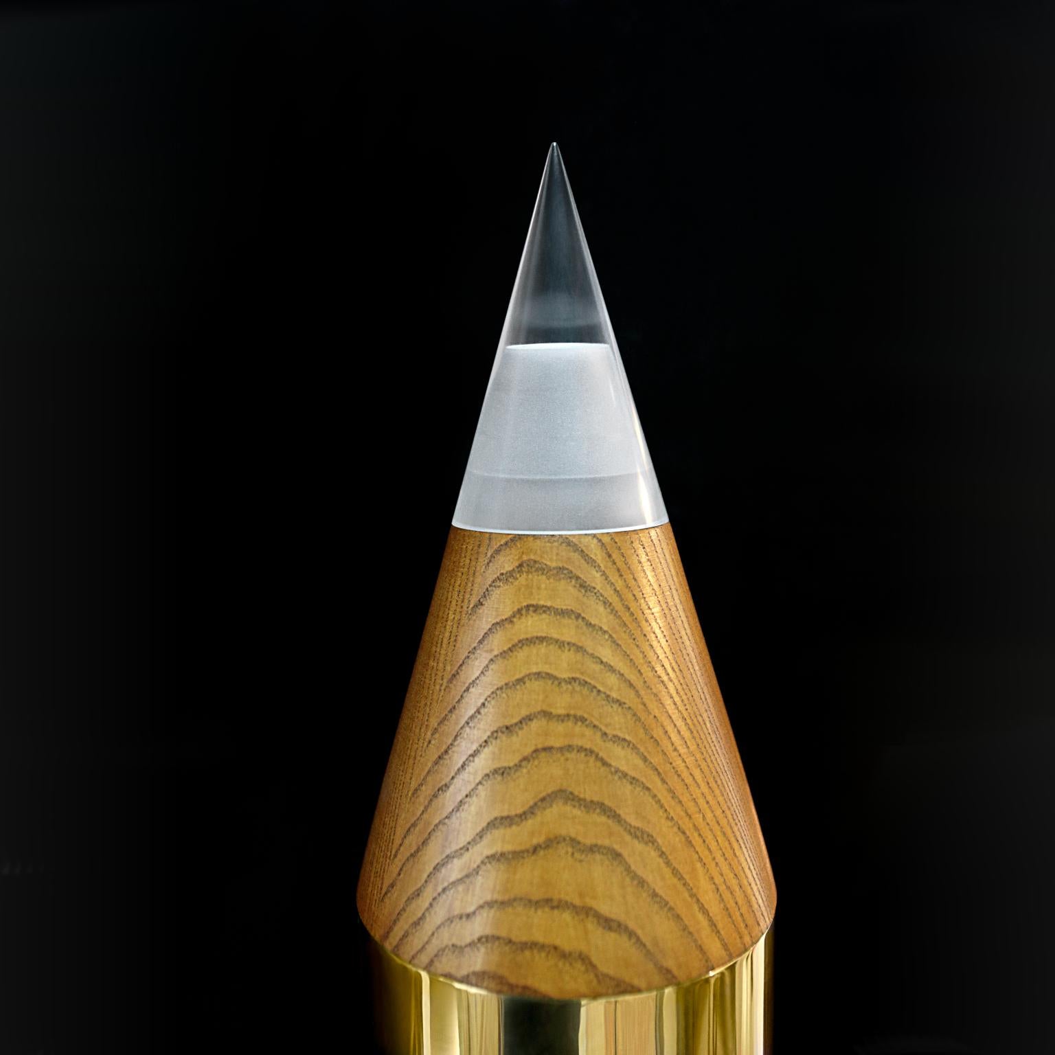 Modern 21st Century Contemporary Giampiero Romano Pencil Style Floor Lamp Brass For Sale