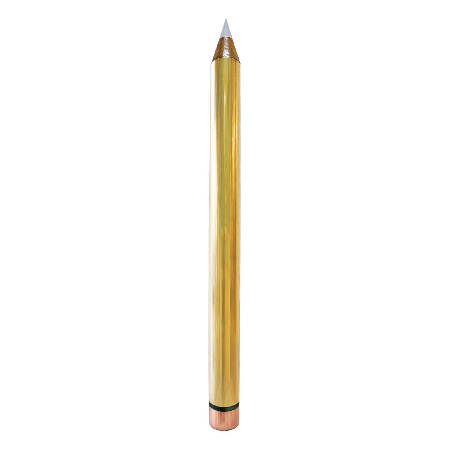 21st Century Contemporary Giampiero Romano Pencil Style Floor Lamp Brass For Sale