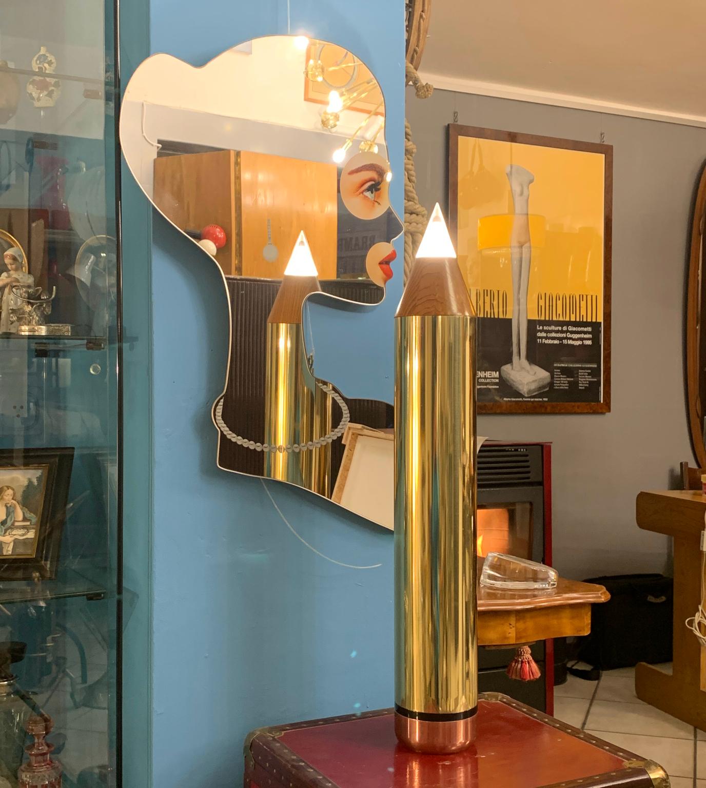 Italian 21st Century Contemporary Giampiero Romanò Pencil Style Table Lamp Brass For Sale