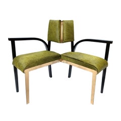 21st Century Contemporary Green Hairy Leather Corner Chair by Giampiero Romanò