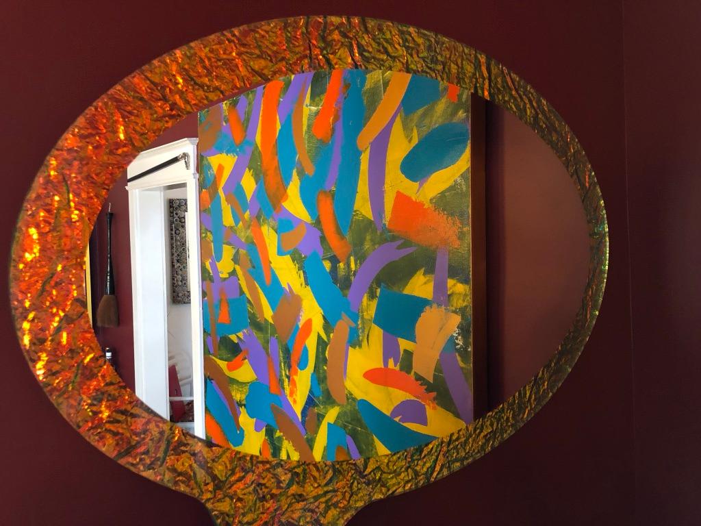 Canadian Dichroic Multicoloured Glass Mirror Speech Bubble For Sale