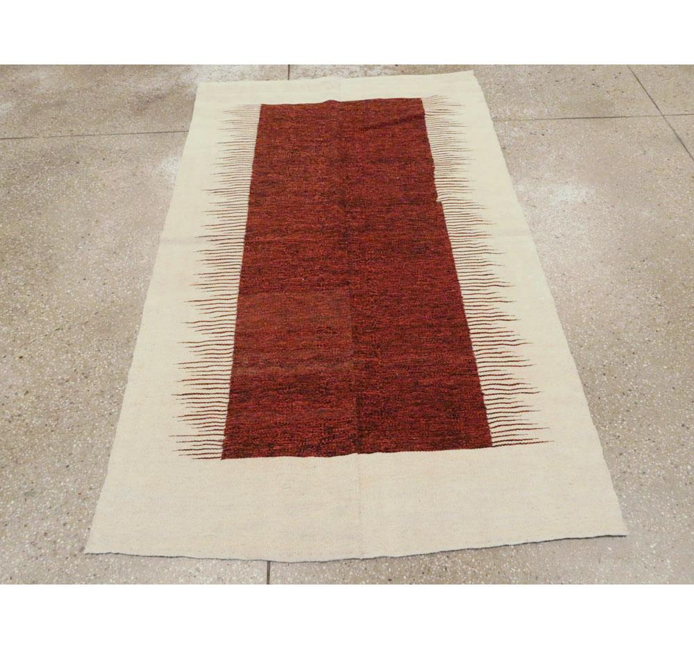 Modern 21st Century Contemporary Handmade Persian Flatweave Kilim Accent Rug For Sale