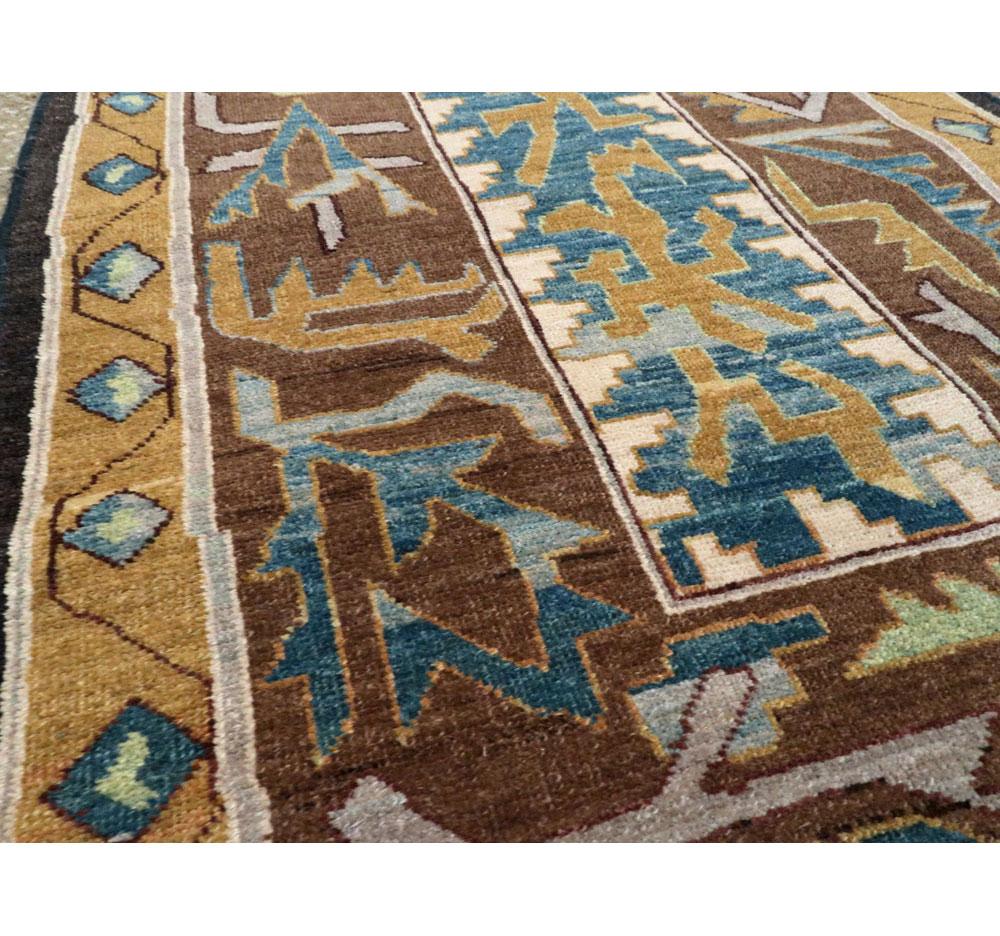 21st Century Contemporary Handmade Persian Tabriz Abstract Runner Rug In New Condition For Sale In New York, NY