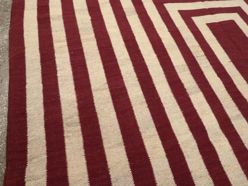 Modern 21st Century Contemporary Handmade Turkish Flatweave Accent Carpet For Sale