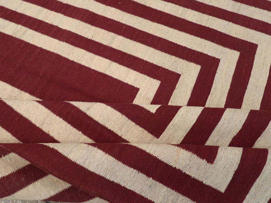 21st Century Contemporary Handmade Turkish Flatweave Accent Carpet For Sale 1