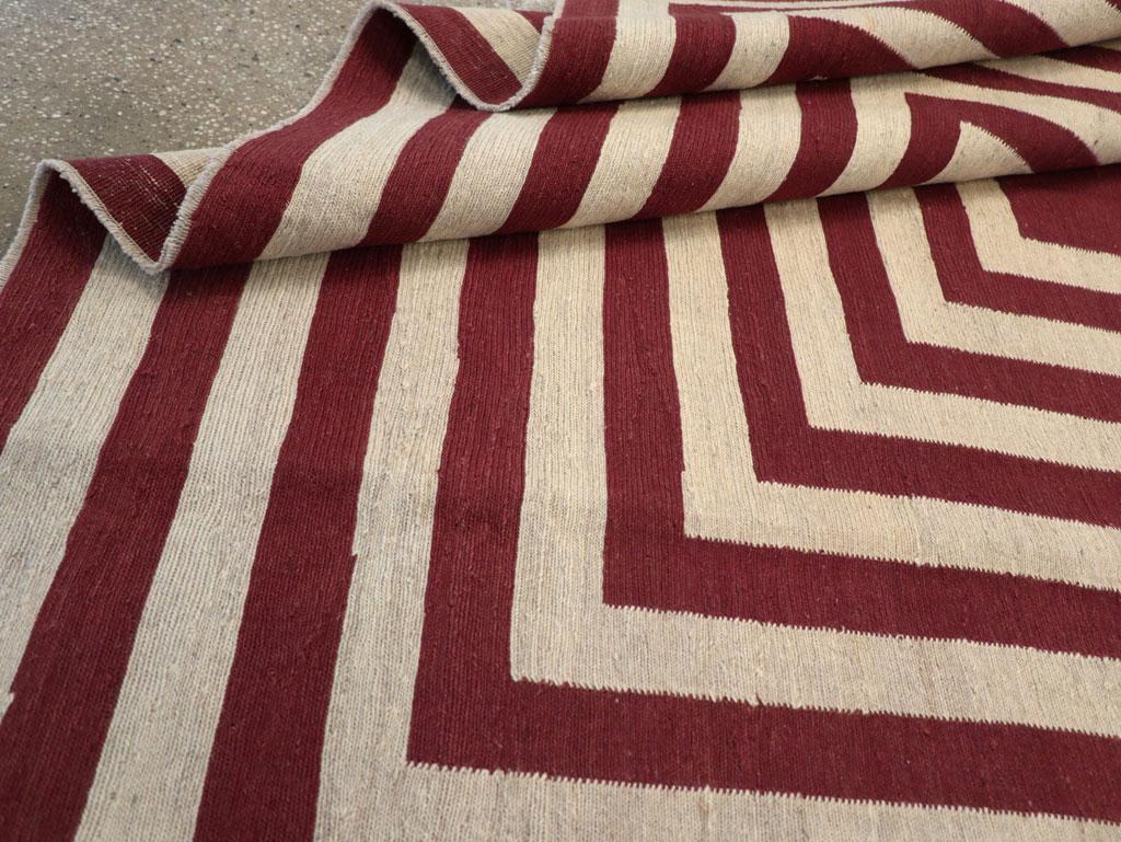 21st Century Contemporary Handmade Turkish Flatweave Accent Carpet For Sale 2