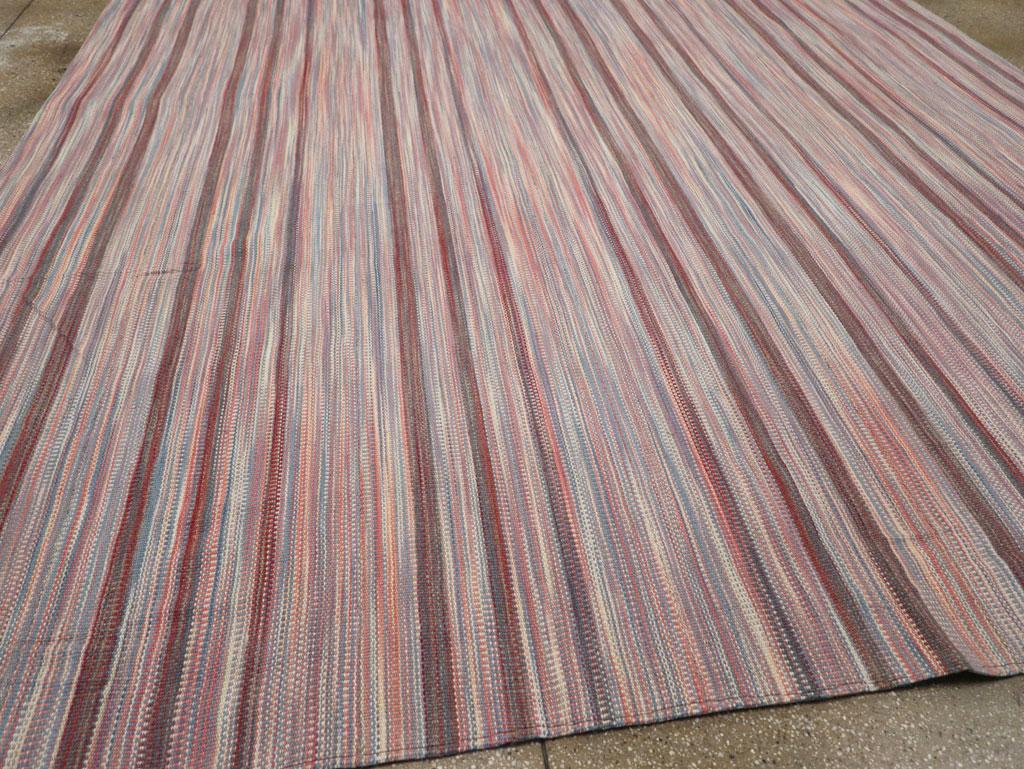 Wool 21st Century Contemporary Handmade Turkish Flatweave Room Size Carpet For Sale