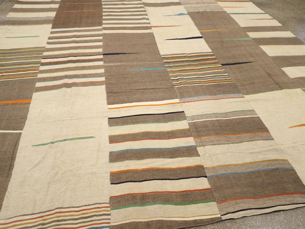 Wool 21st Century Contemporary Handmade Turkish Flatweave Room Size Carpet For Sale