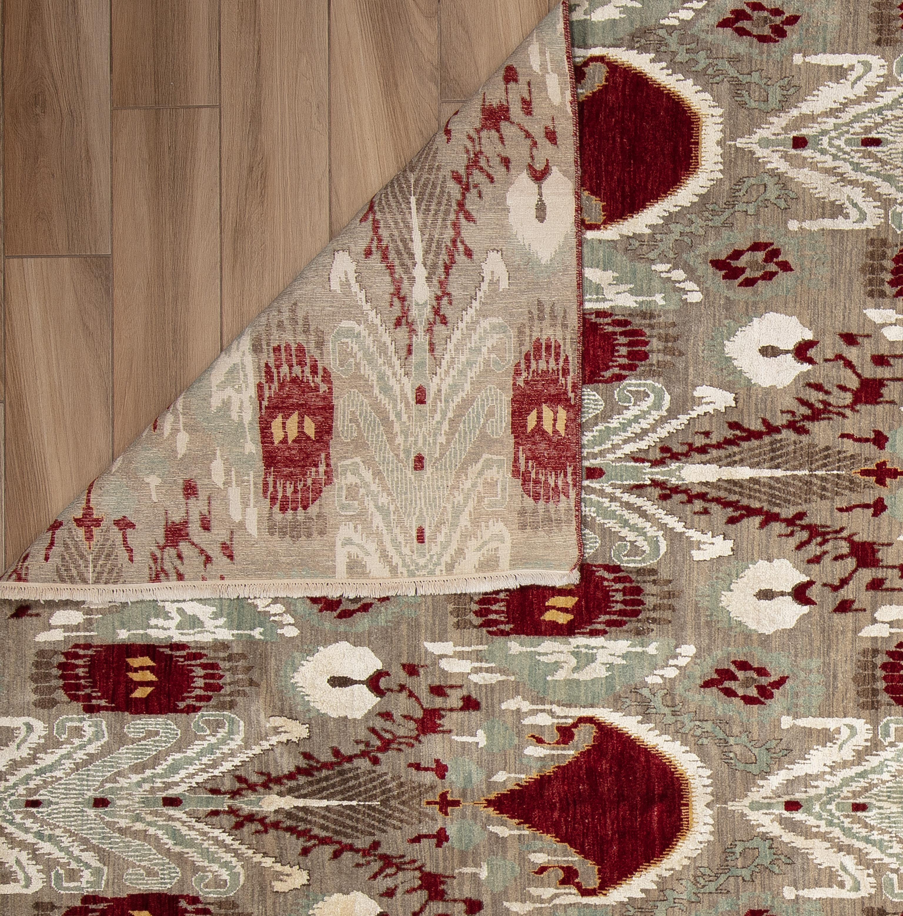 Hand-Woven 21st Century Contemporary Ikat Rug For Sale