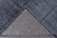 Hand-Woven Indian Rug, Wool and Silk, Blue and Grey Stripes, 11' x 16'