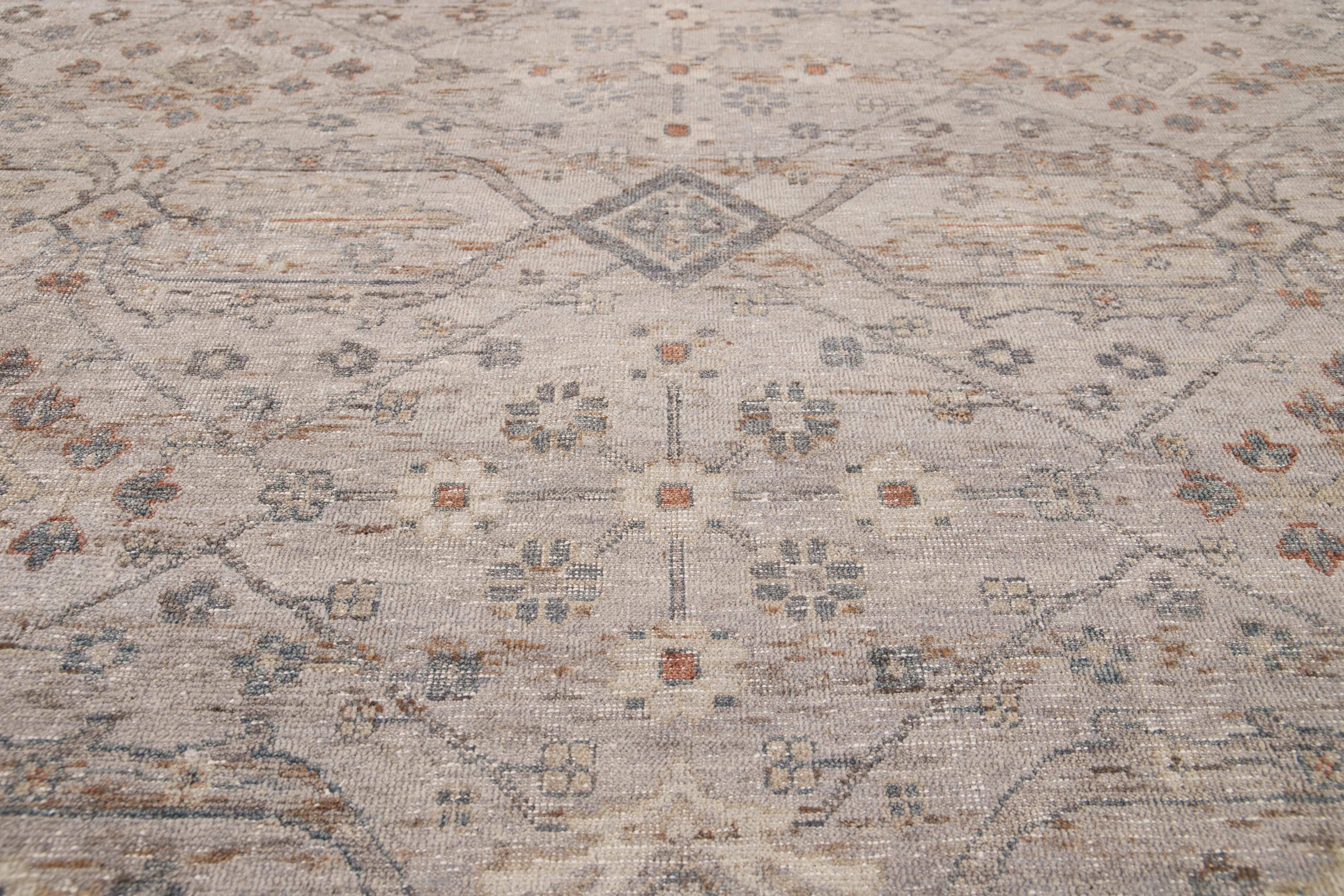 21st Century Contemporary Indian Square Wool Rug 6