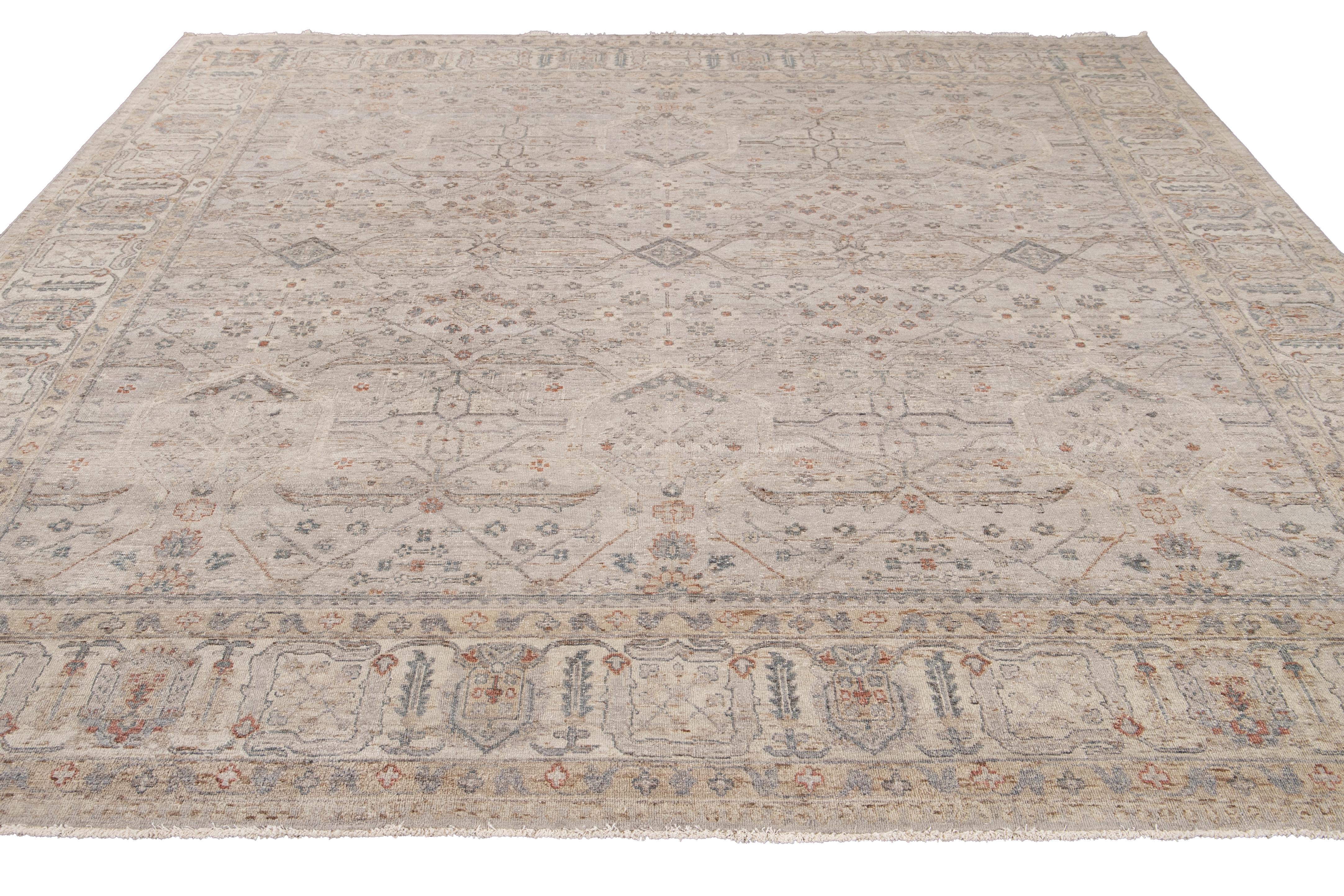 21st Century Contemporary Indian Square Wool Rug 8
