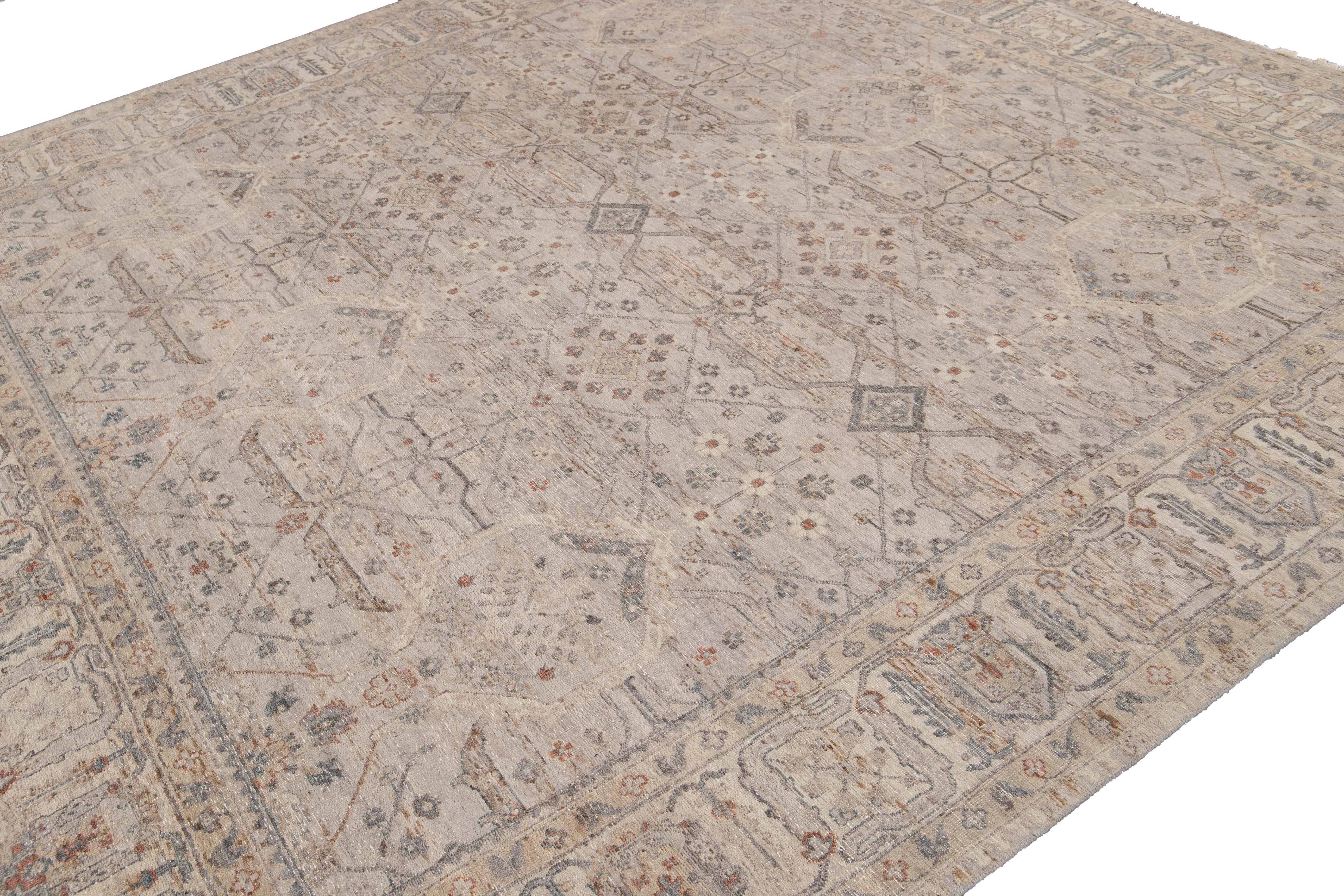 21st Century Contemporary Indian Square Wool Rug 9
