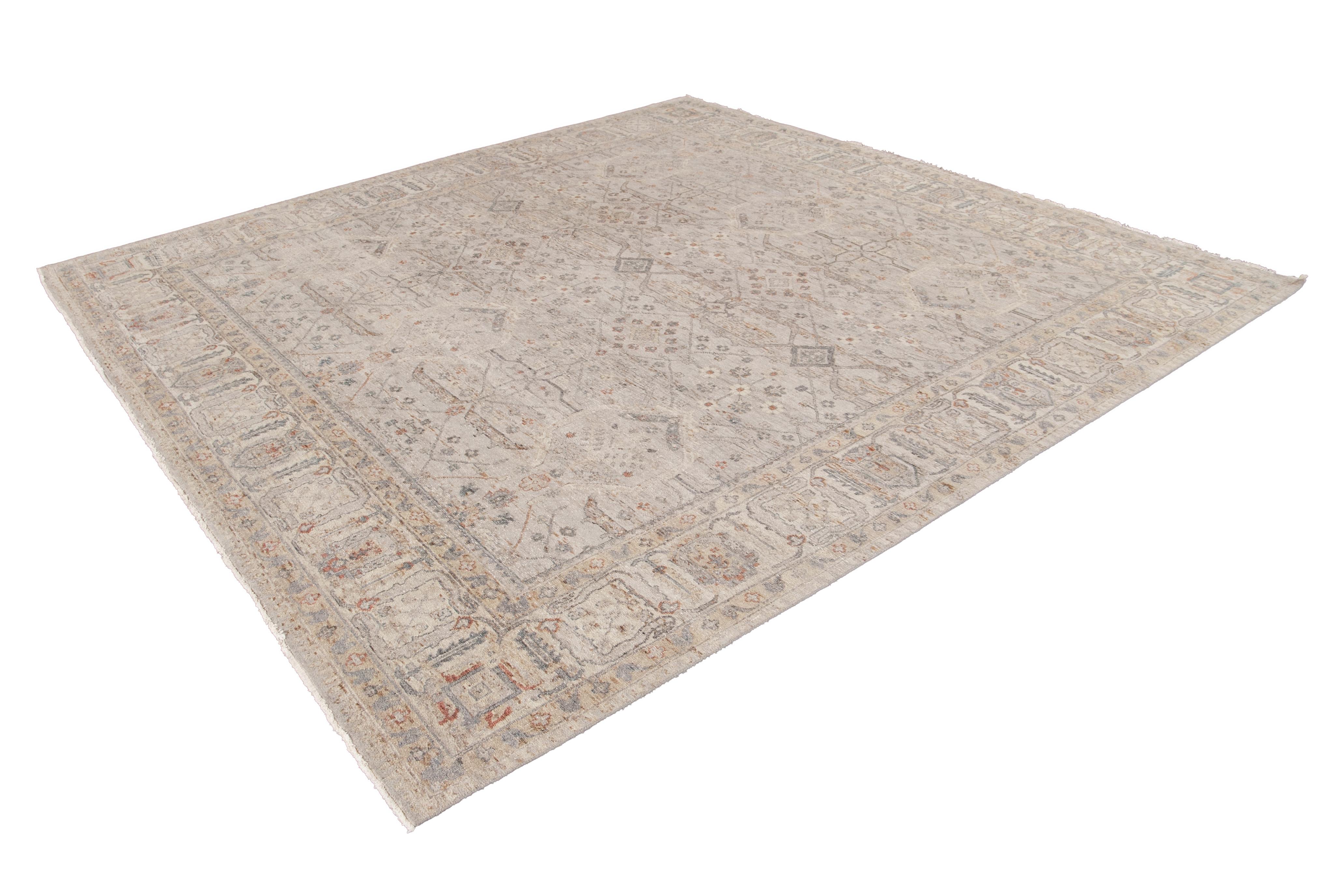 21st Century Contemporary Indian Square Wool Rug 10