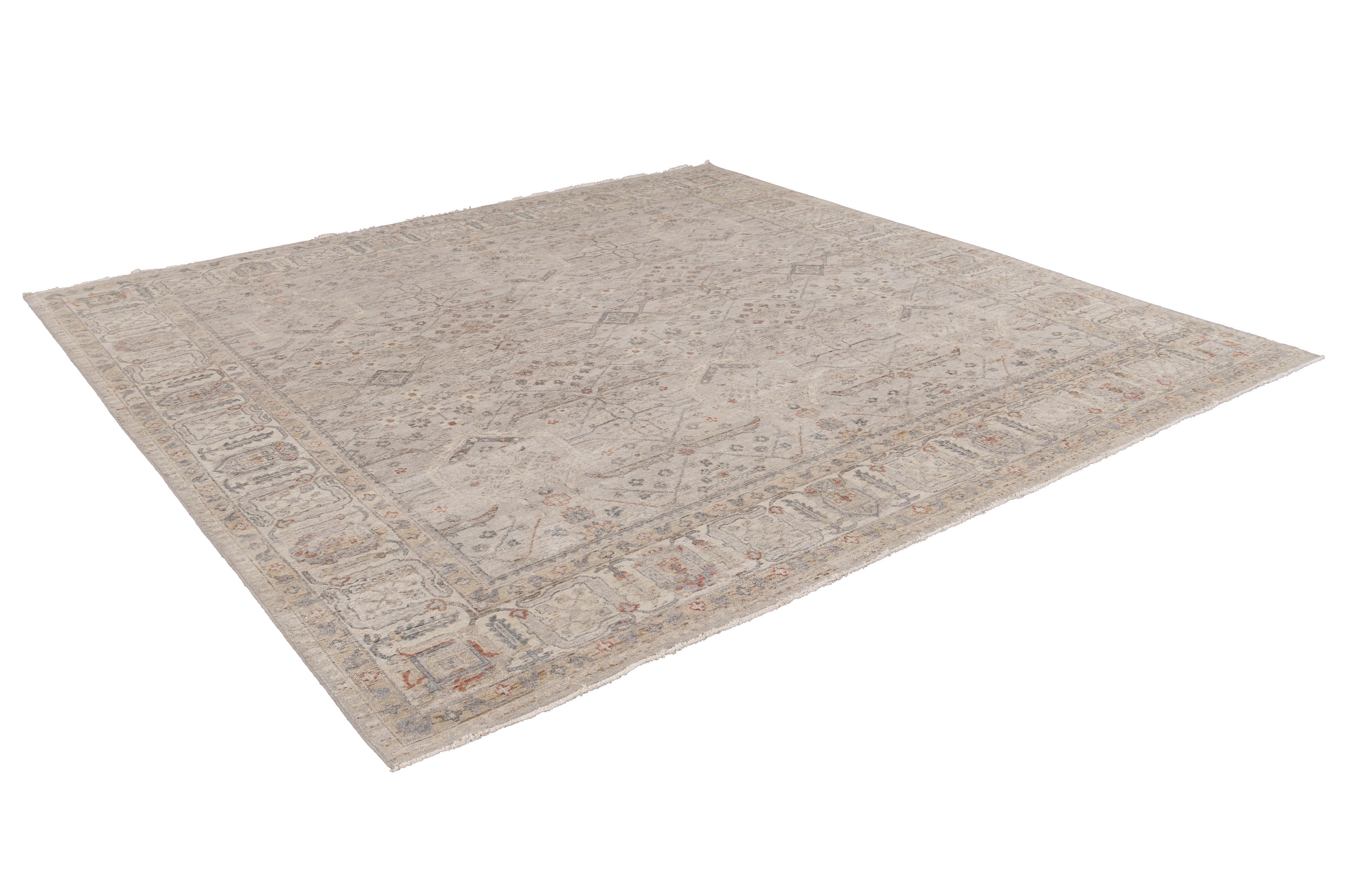 21st Century Contemporary Indian Square Wool Rug 11