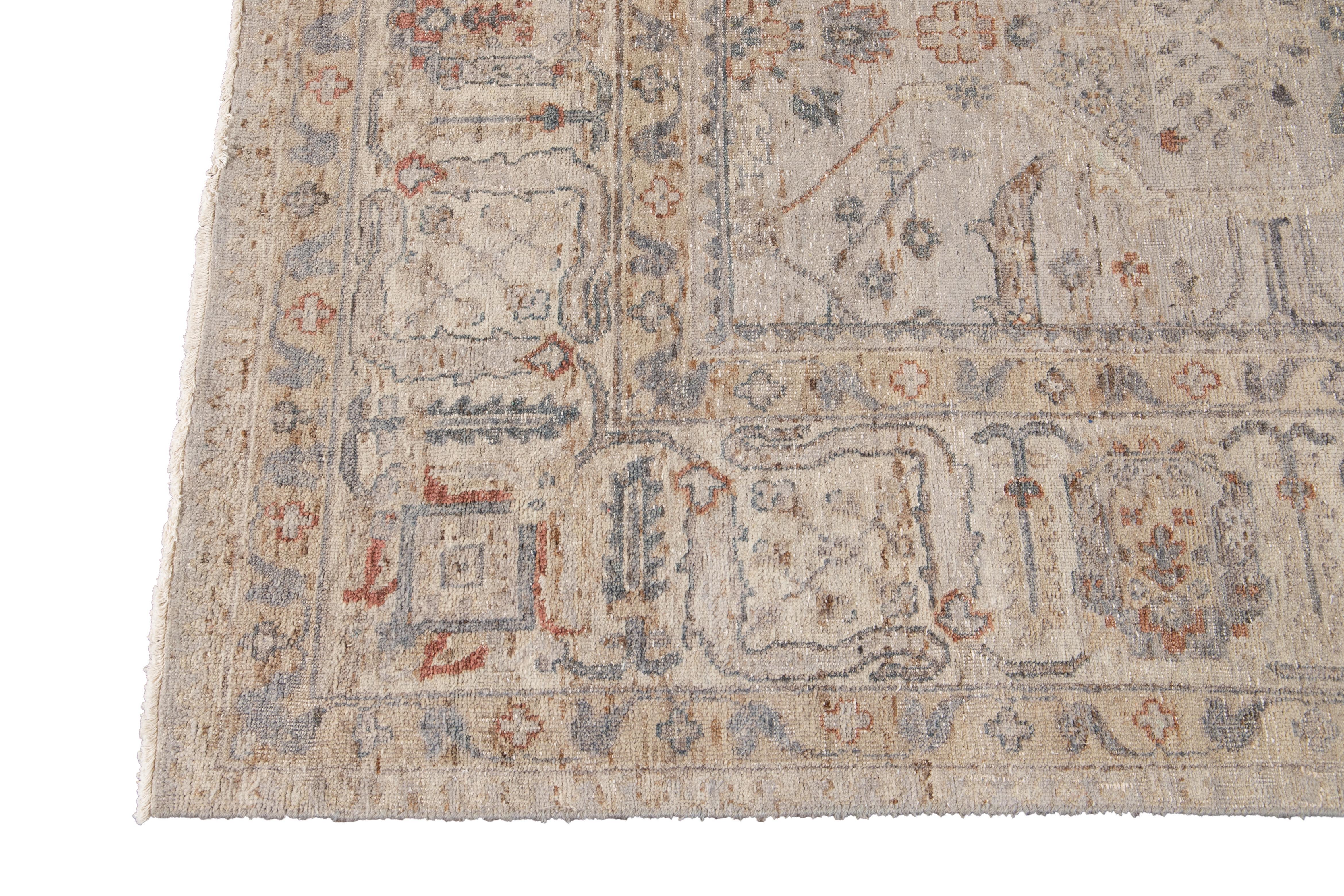 21st Century Contemporary Indian Square Wool Rug 2