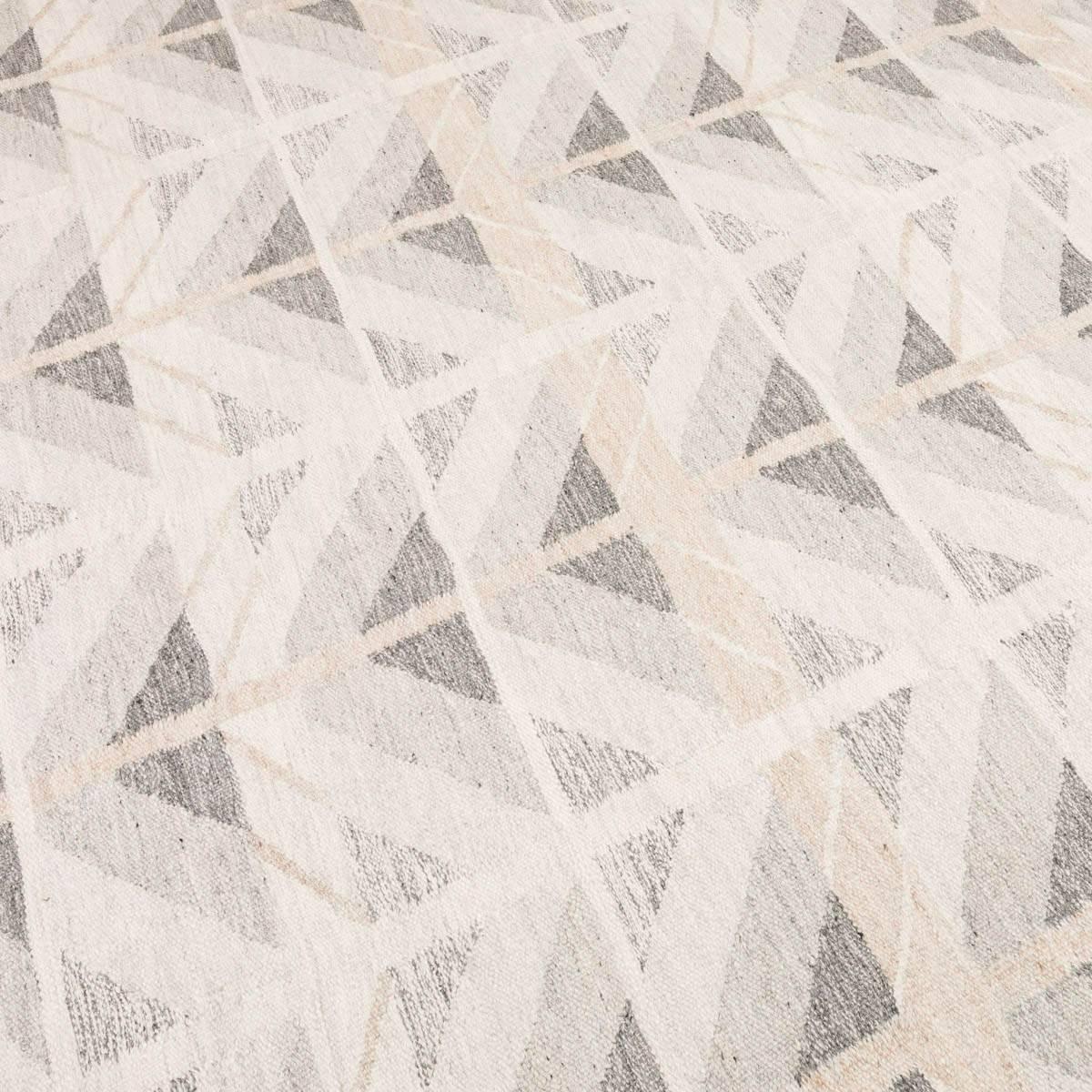 Wool 21st Century Contemporary Kilim, Scandinavian Design with Beige Colors