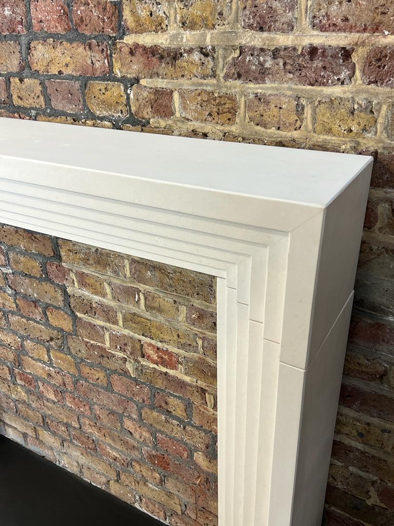 21st Century Contemporary Limestone Fireplace Mantlepiece 4