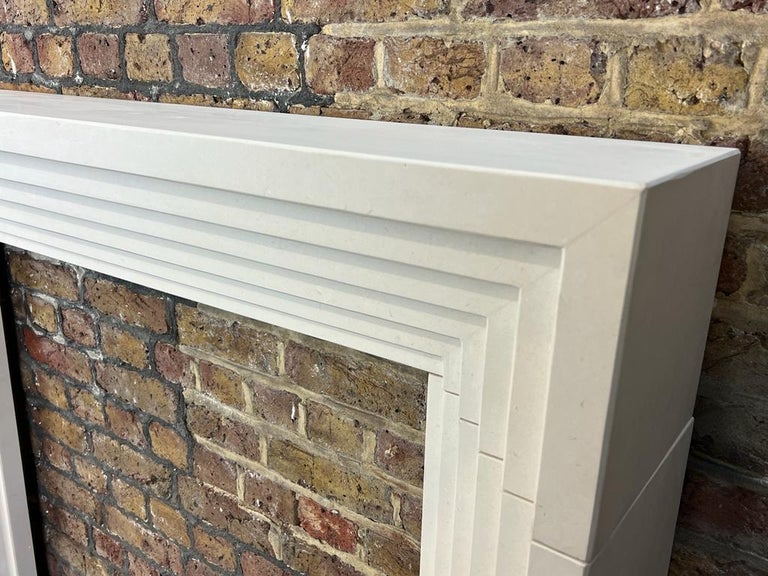 21st Century Contemporary Limestone Fireplace Mantlepiece For Sale at 1stDibs