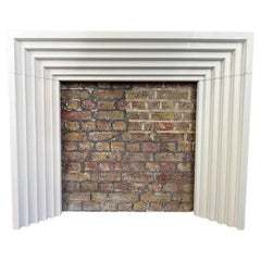21st Century Contemporary Limestone Fireplace Mantlepiece