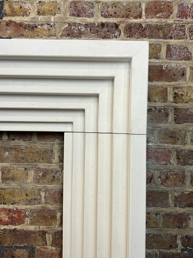 21st Century Contemporary Limestone Fireplace Mantlepiece In New Condition In London, GB