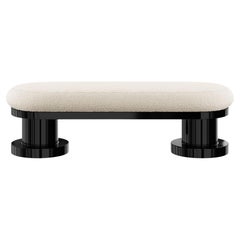 Siglo XXI Contemporáneo Mínimo Gran Banco Blanco Boucle Patas Lacadas Negras