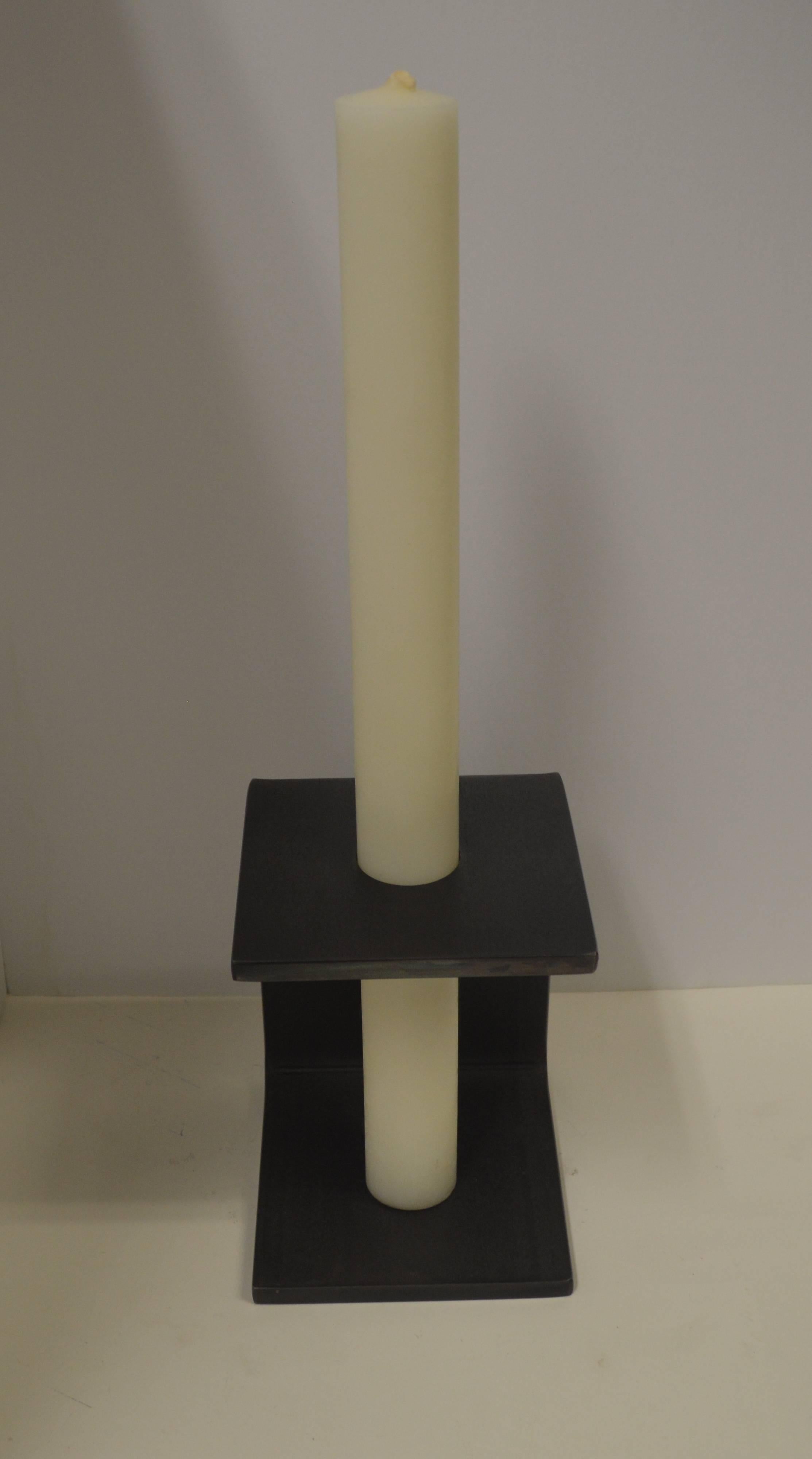 21st Century Contemporary Minimalist Steel Candleholder by Scott Gordon In New Condition For Sale In Sharon, VT