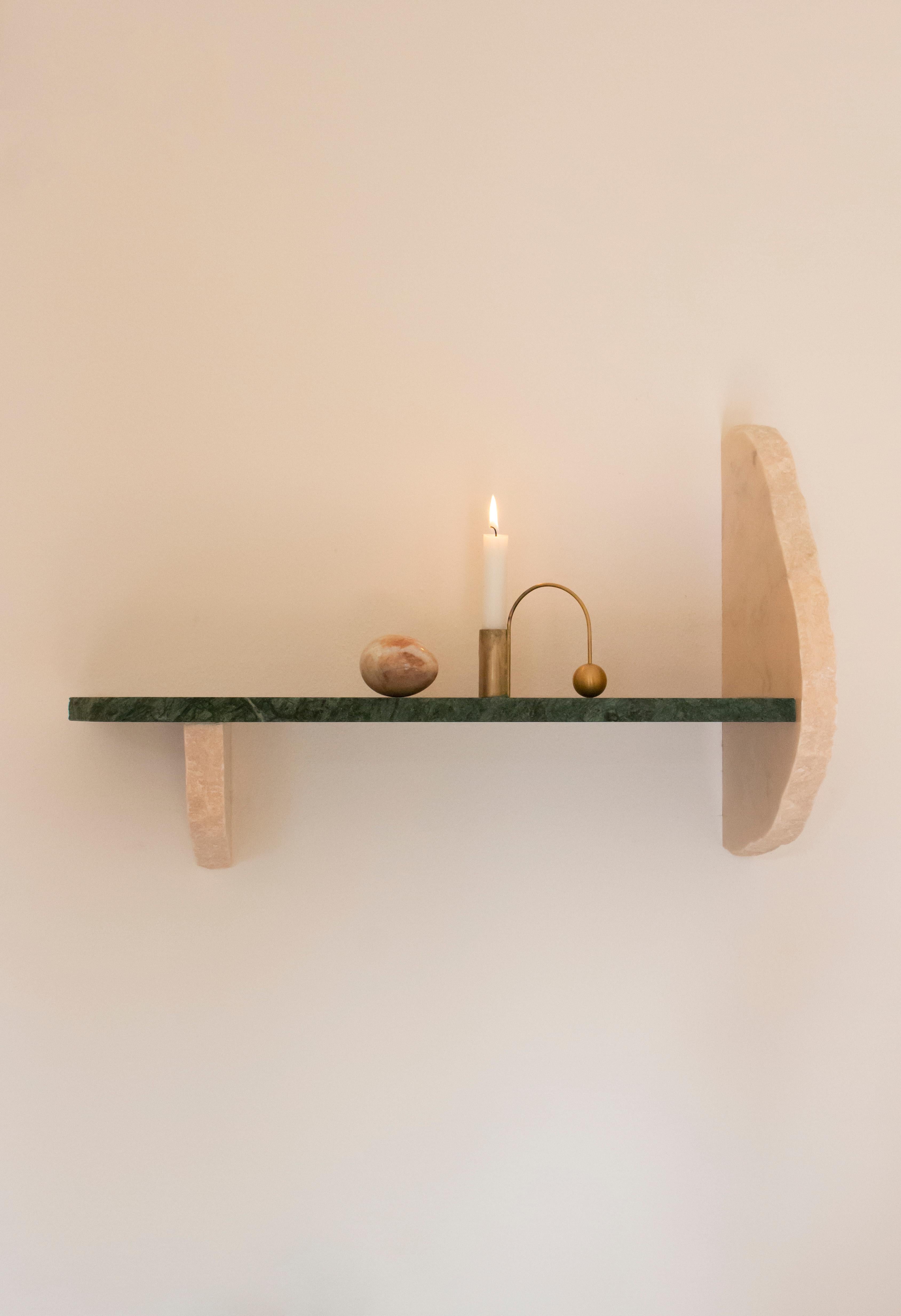 This one-of-a-kind design shelf is completely handmade in savaging marble elements from the production cycle. Duo Shelf is a product of sustainable design promoting circular economy being produced from savaged materials. Every piece is unique and