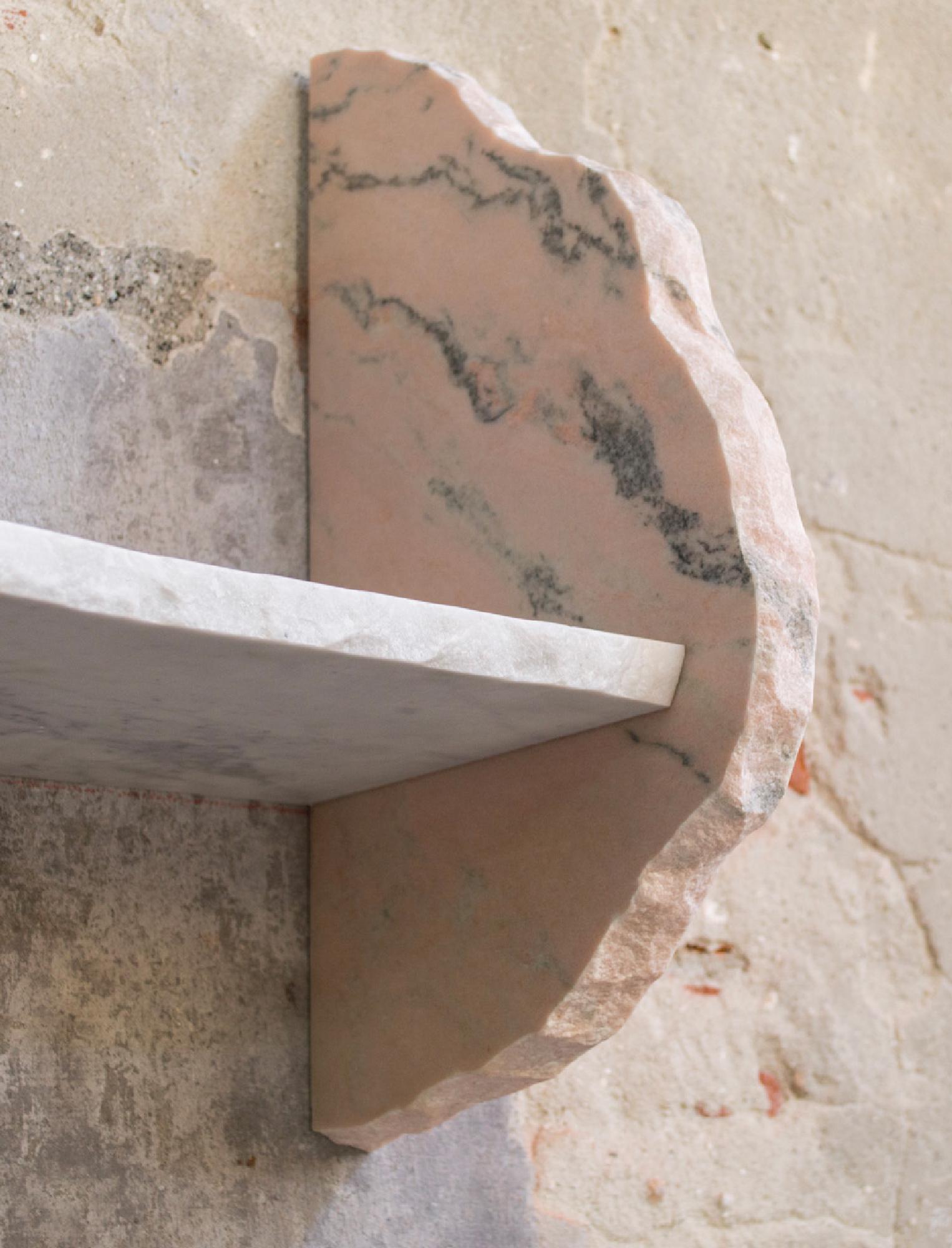 Italian 21st Century Contemporary Mixed Marble Shelf Handmade Italy by Ilaria Bianchi For Sale