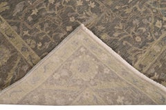 Hand-Knotted Armenian Wool Rug with Tan and Blue Floral Design