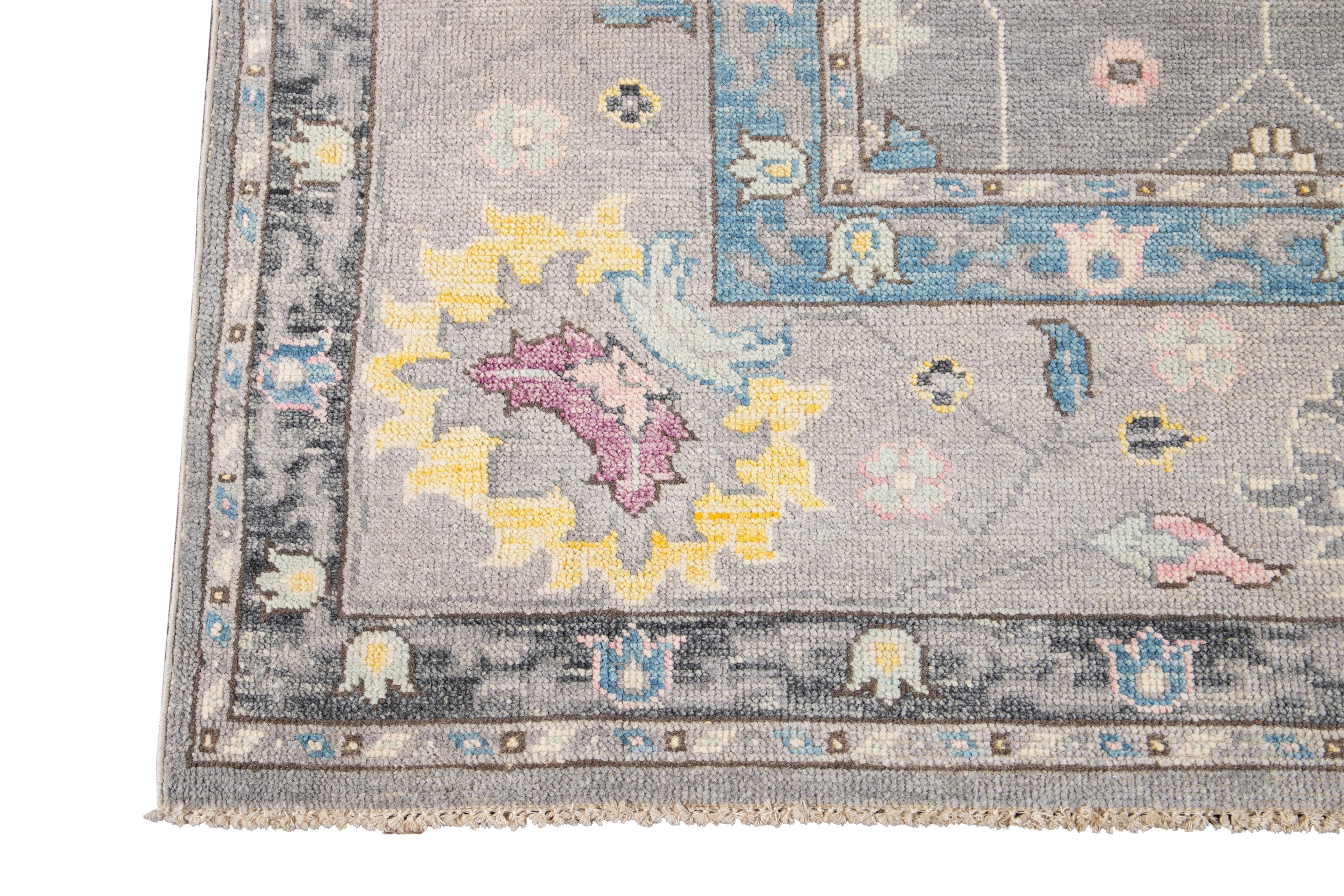 21st Century Contemporary Modern Oushak Style Wool Rug For Sale 6