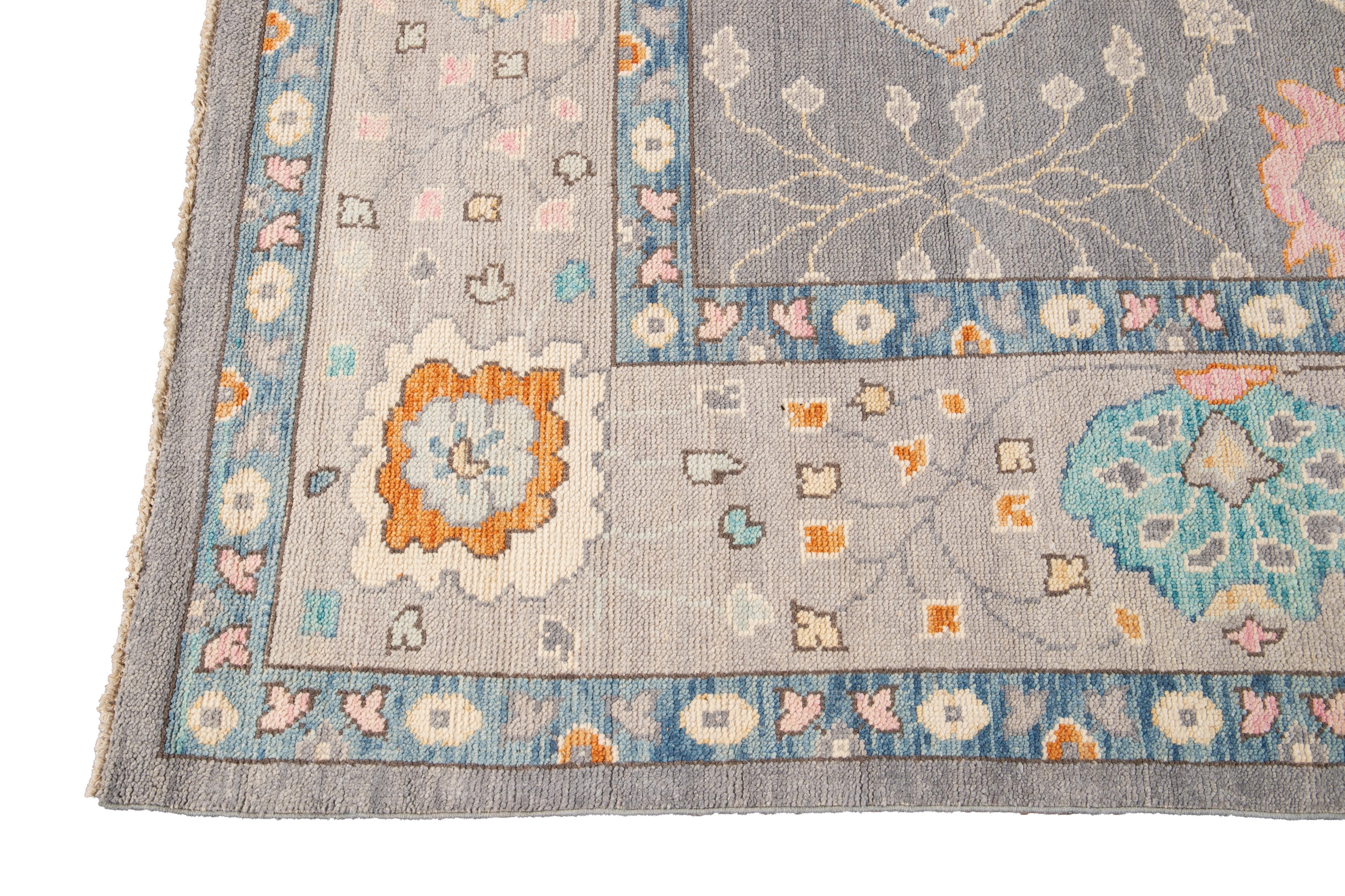 21st Century Contemporary Modern Oushak Style Wool Rug For Sale 7