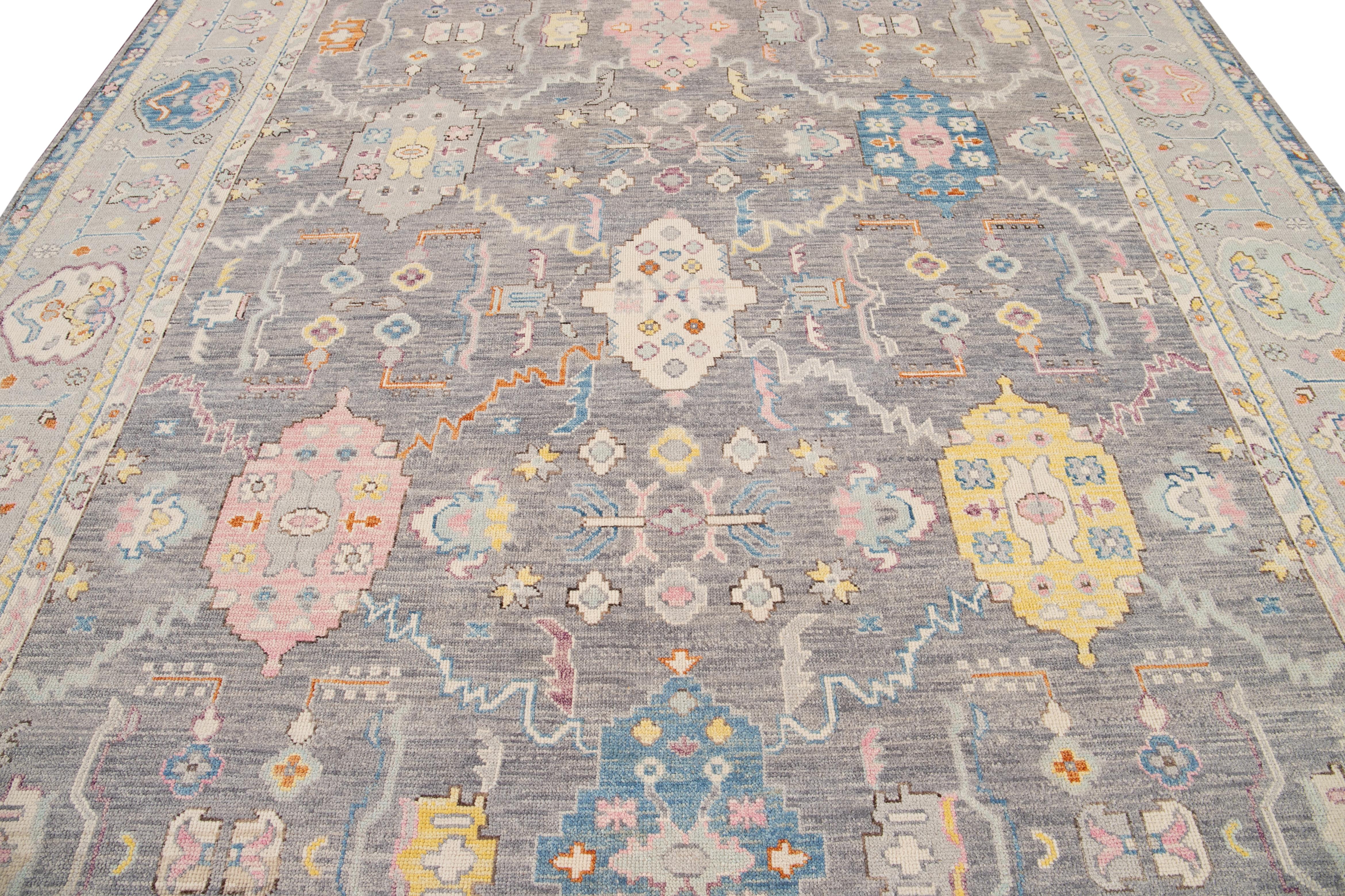 21st Century Contemporary Modern Oushak Style Wool Rug For Sale 8