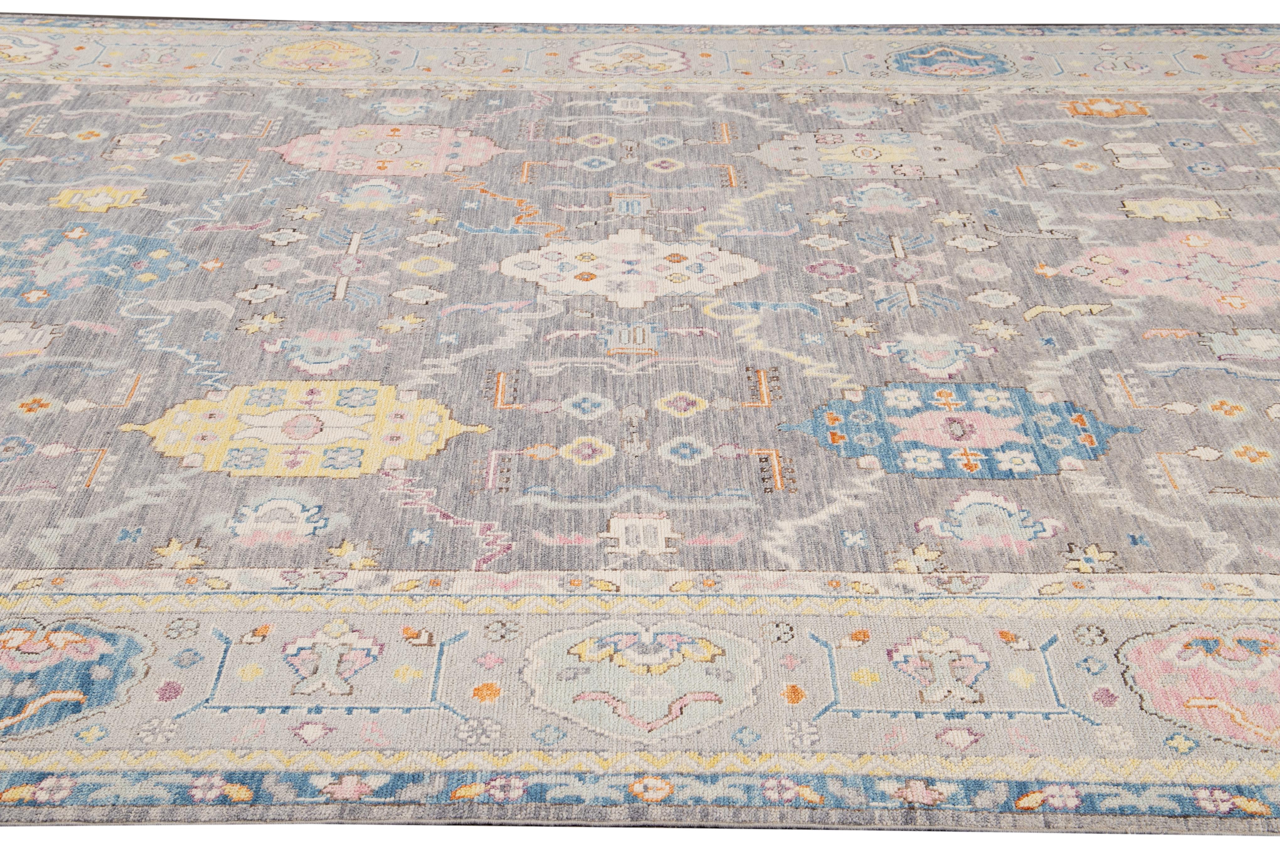 21st Century Contemporary Modern Oushak Style Wool Rug For Sale 10