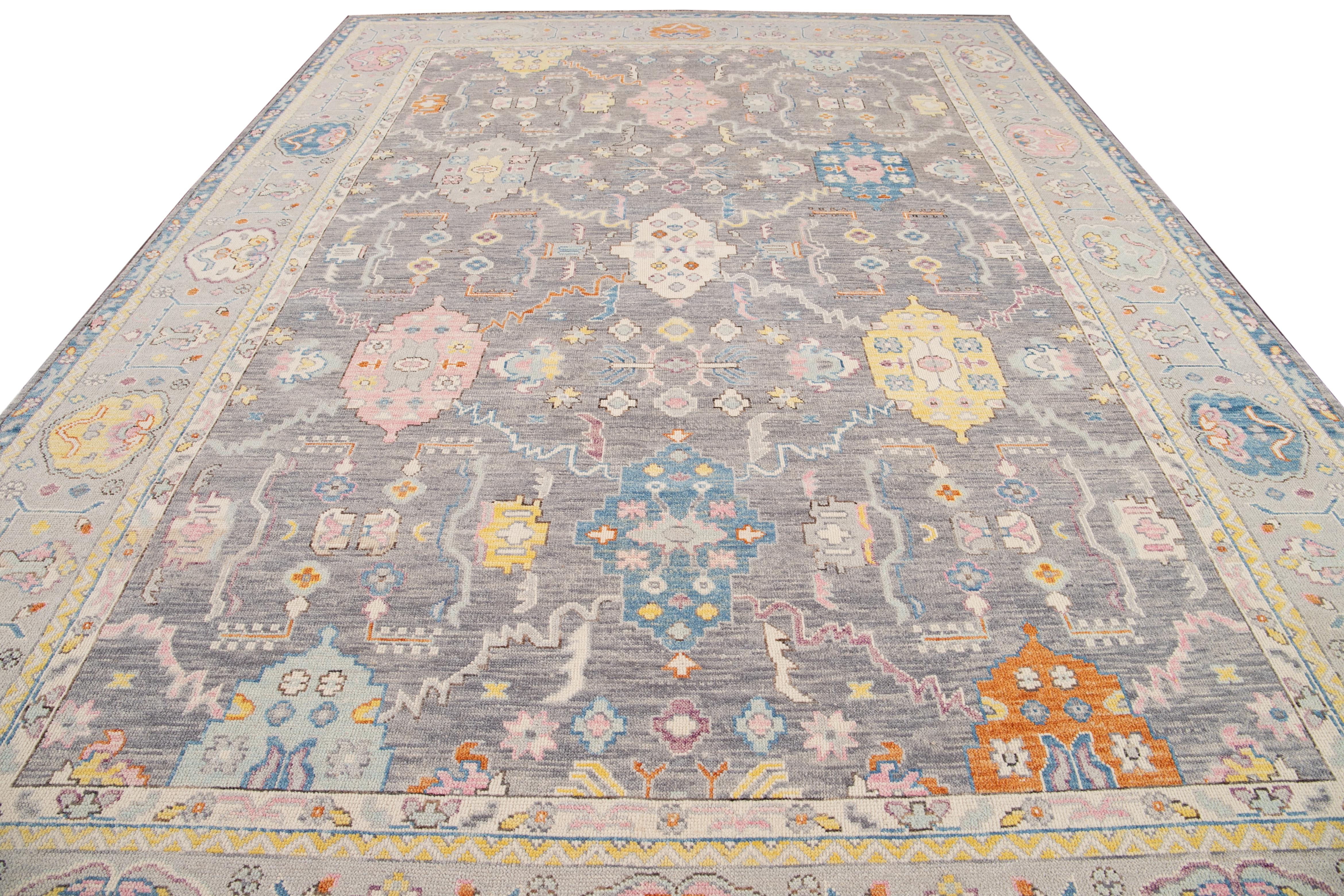 21st Century Contemporary Modern Oushak Style Wool Rug For Sale 11