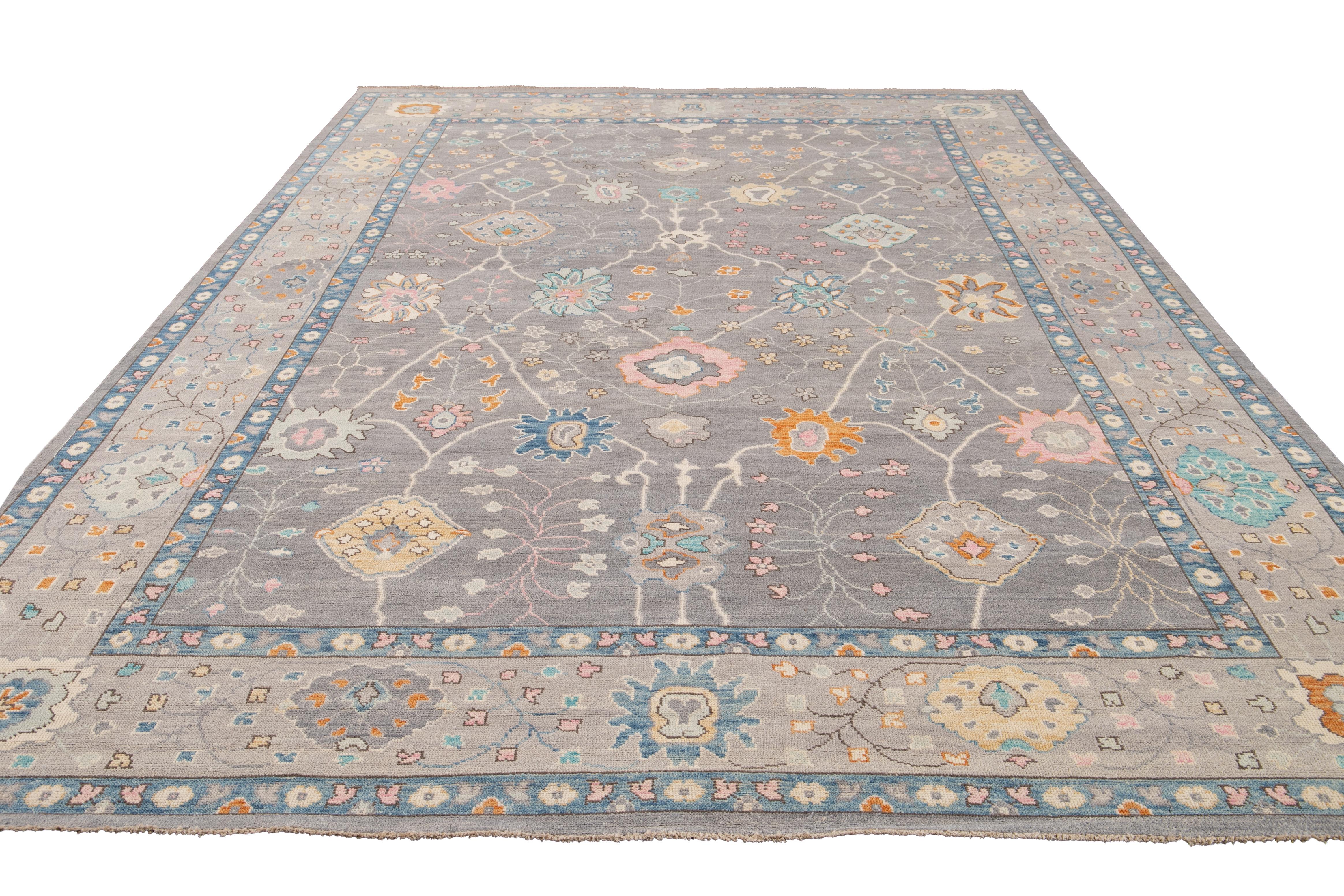 21st Century Contemporary Modern Oushak Style Wool Rug For Sale 12